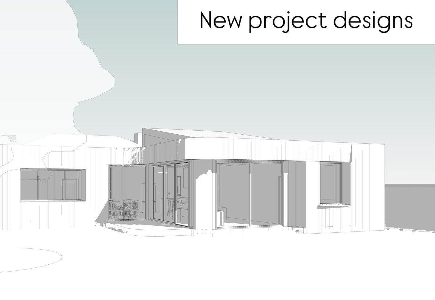 I&rsquo;ve been busy exploring design concepts for a new extension project this week, which is starting to take shape in our 3D software. 
The house is set in a spacious private garden, and part of the design brief was to retain the existing trees th