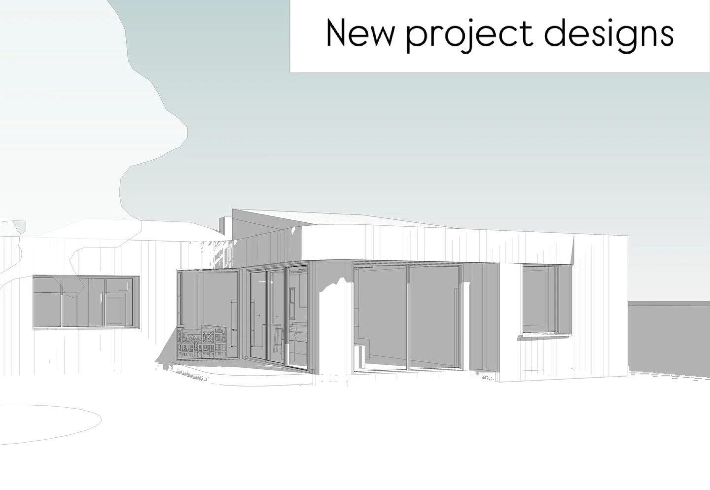I&rsquo;ve been busy exploring design concepts for a new extension project this week, which is starting to take shape in our 3D software. 
The house is set in a spacious private garden, and part of the design brief was to retain the existing trees th