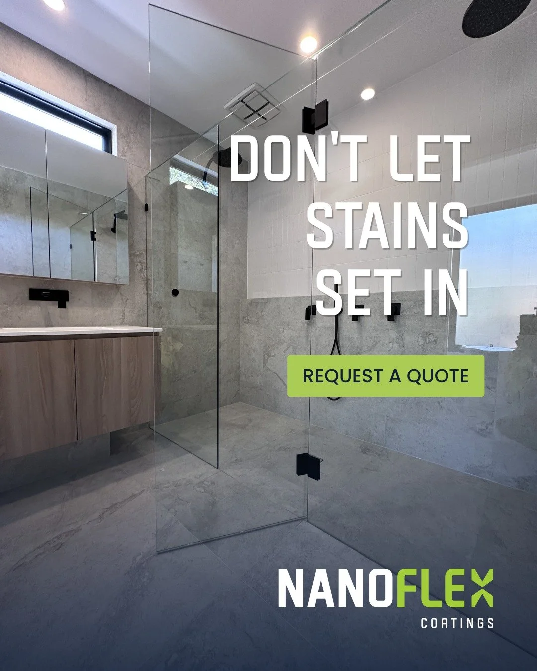 💧 Hard water stains don't happen overnight.

They build up slowly until your shower glass starts looking permanently cloudy, no matter how often you clean it.

Nanoflex Coatings applies professional EnduroShield protective coatings that help reduce 