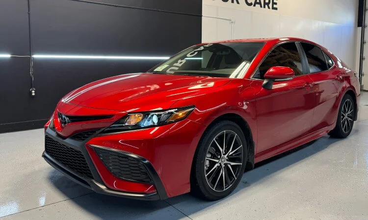 Detail Lab | Car & Auto Detailing in Edmonton AB | Red car in the tinting studio| Window Tint