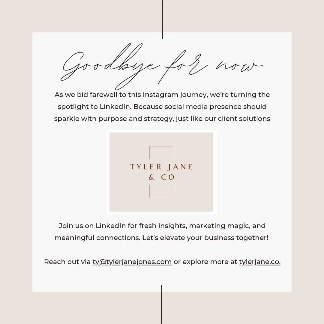 Goodbye for now! As we bid farewell to this Instagram journey, we&rsquo;re turning the spotlight to LinkedIn. Because your social media presence should sparkle with purpose and strategy&mdash;just like our client solutions! 

Join us on LinkedIn for 