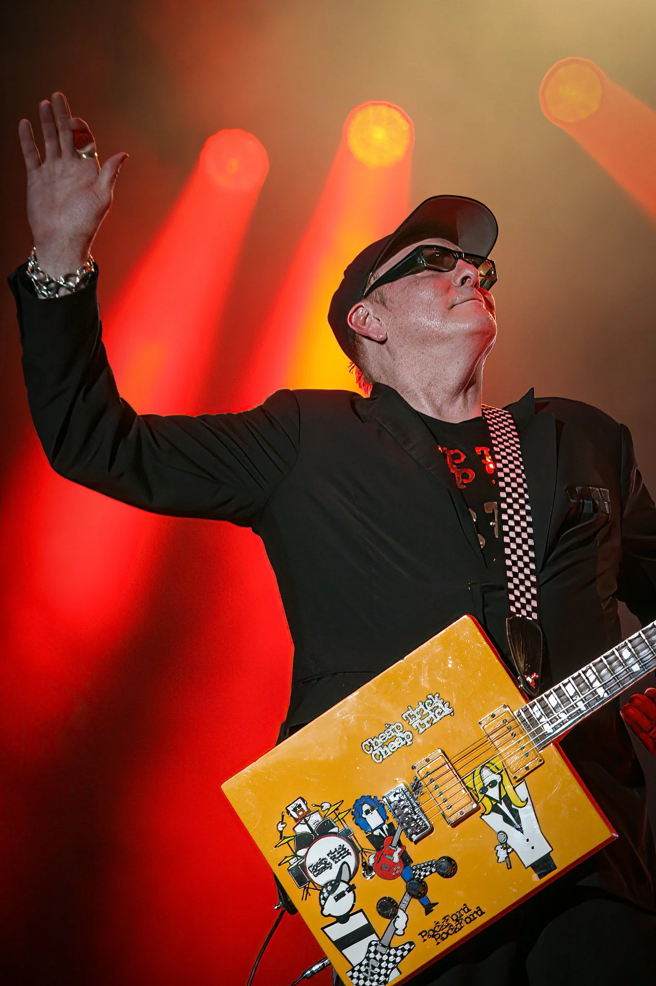 Rick Nielsen guitarist of Cheap Trick, performing live at Rocklahoma, Ok on 5/27/2018 — concert photography by Carlos Novais