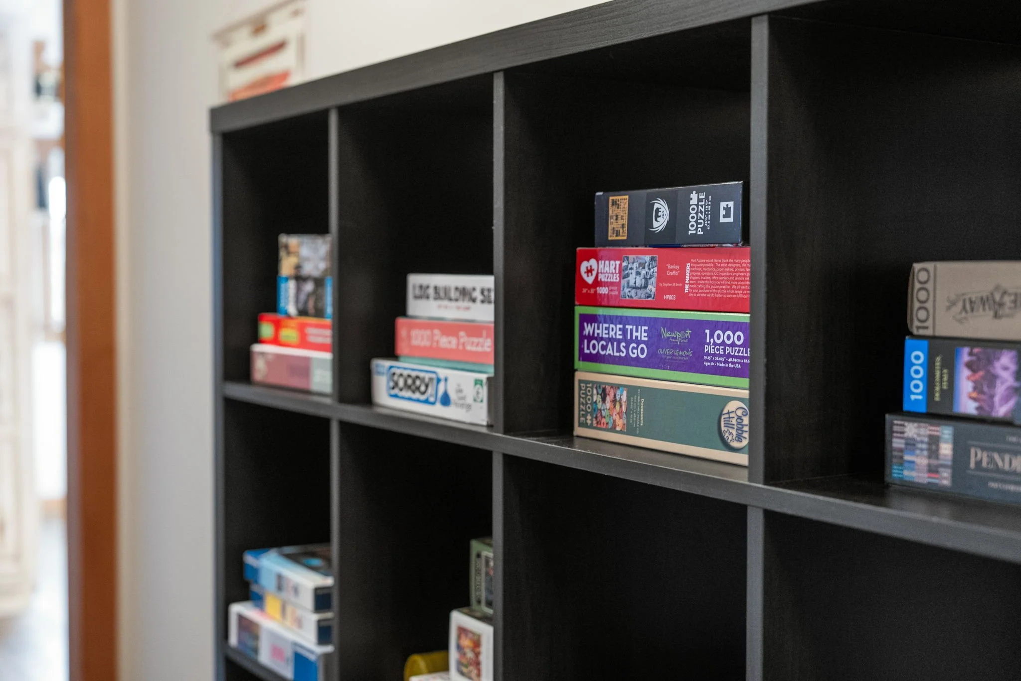 Close-up of some of the many puzzle and games 