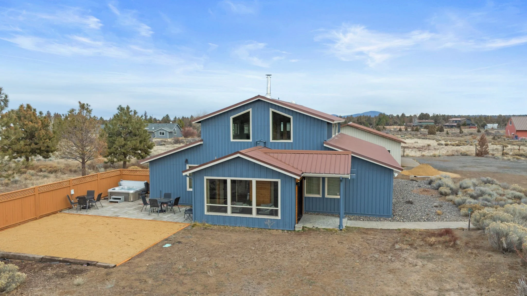 Aerial view of the Barndominium