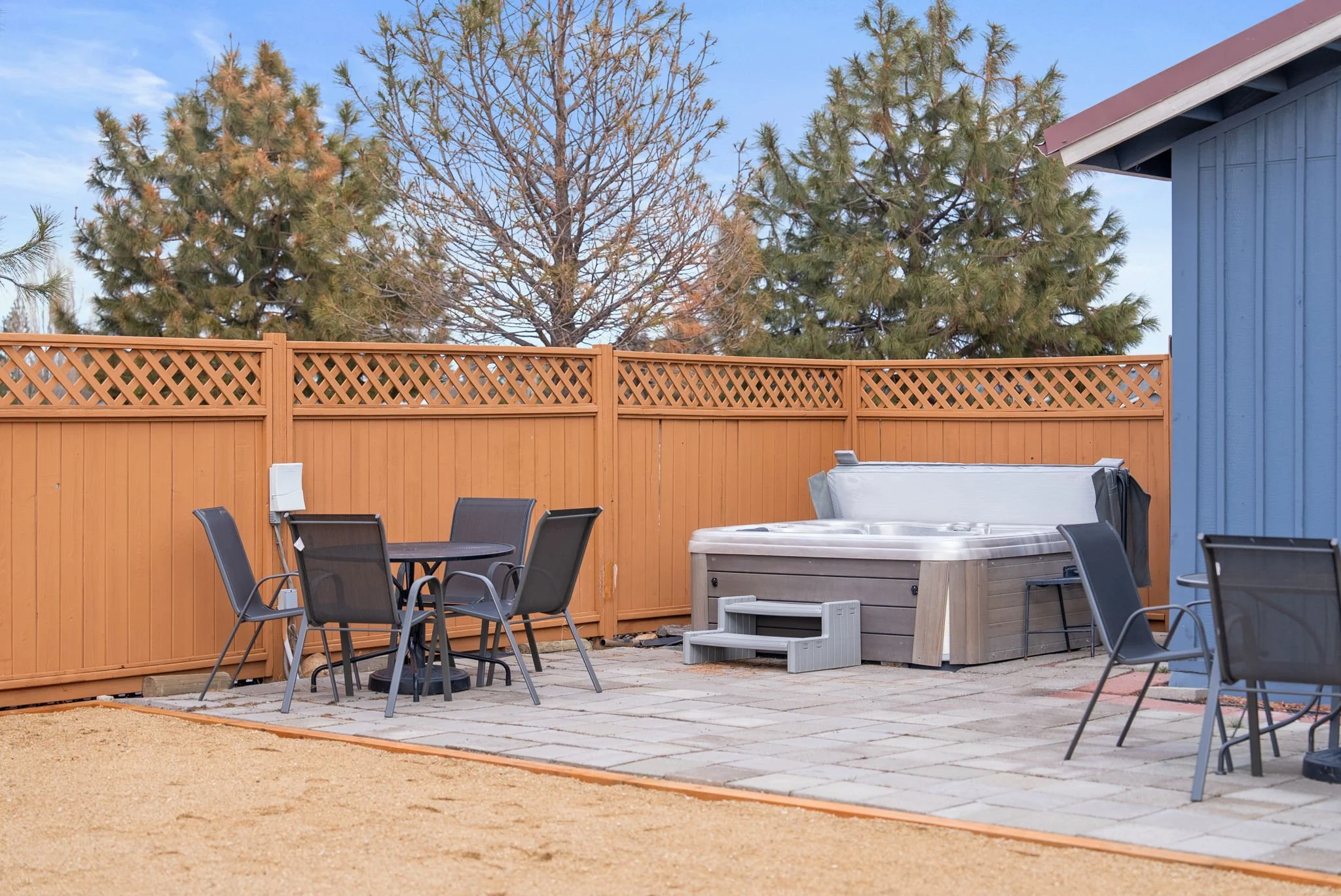 3-4 person hot tub on patio at Six Mountain View