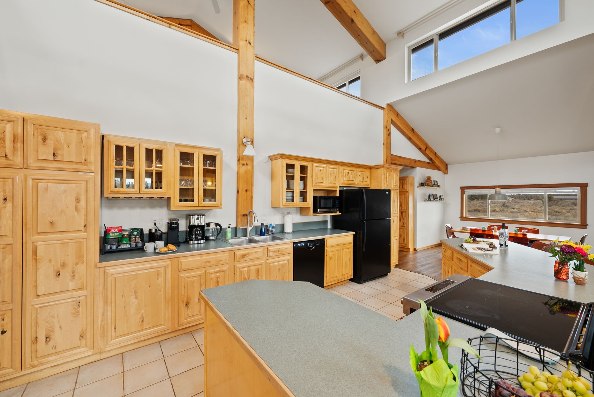 Photo of the kitchen from the bottom of the loft stairs