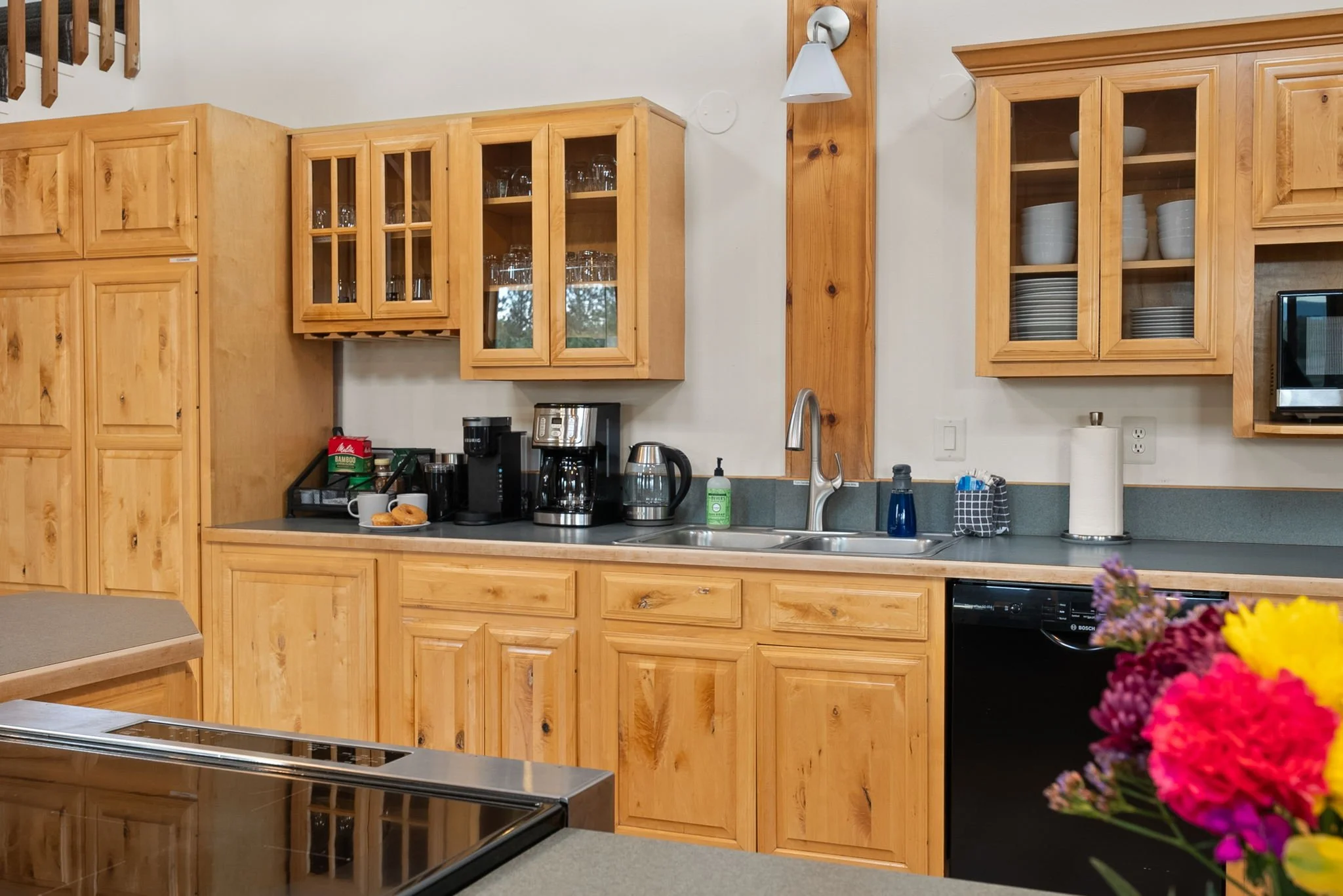 Photo of kitchen from the eating bar