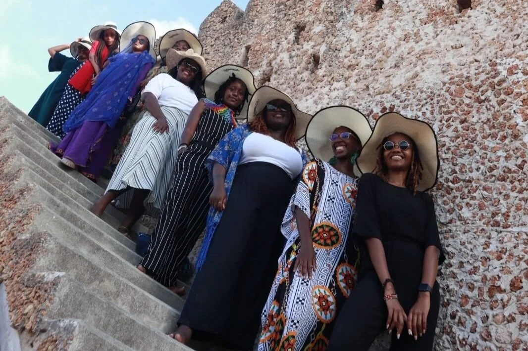 Women with matching hats