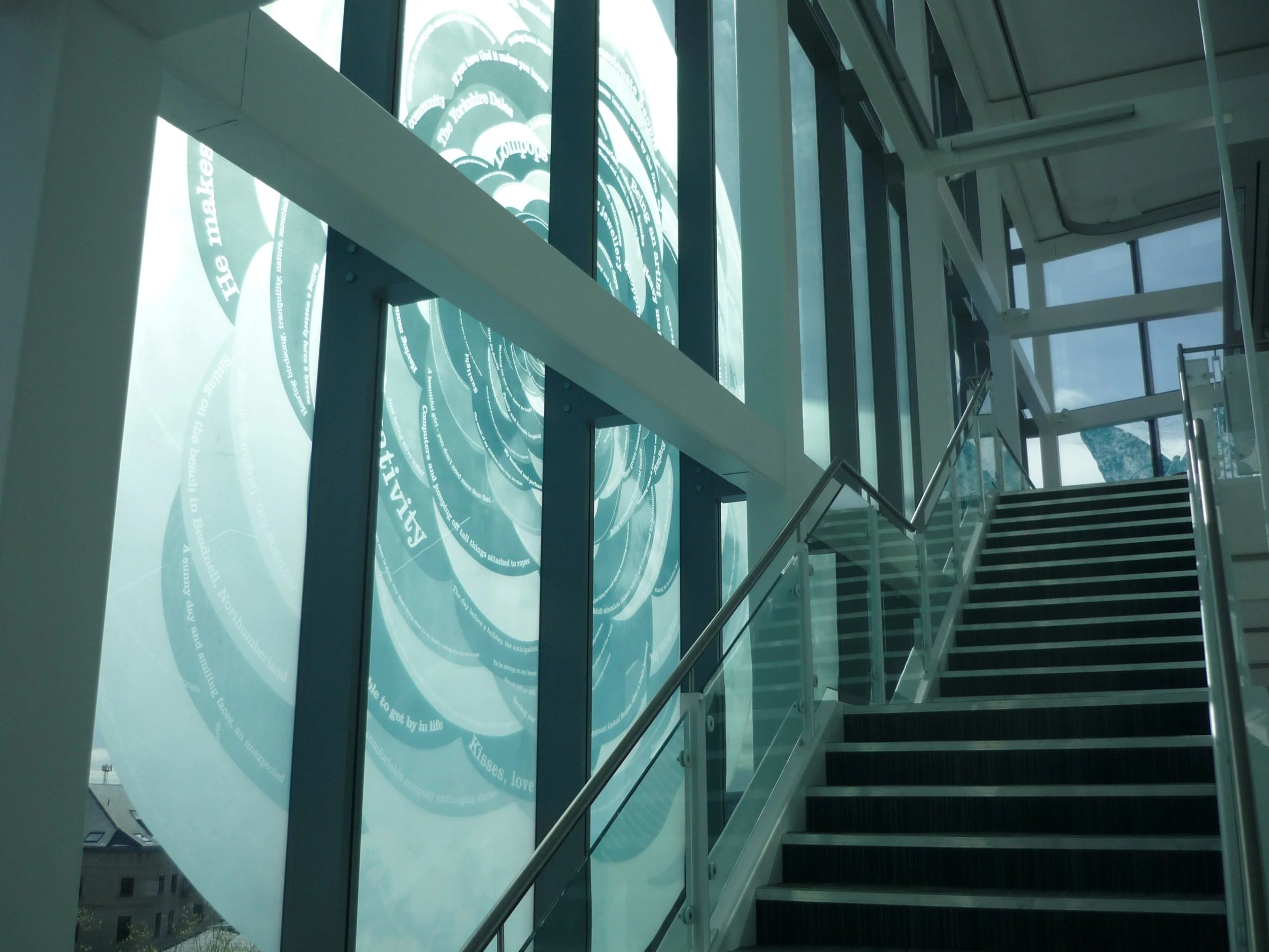 Screen printed glass walling with etch.