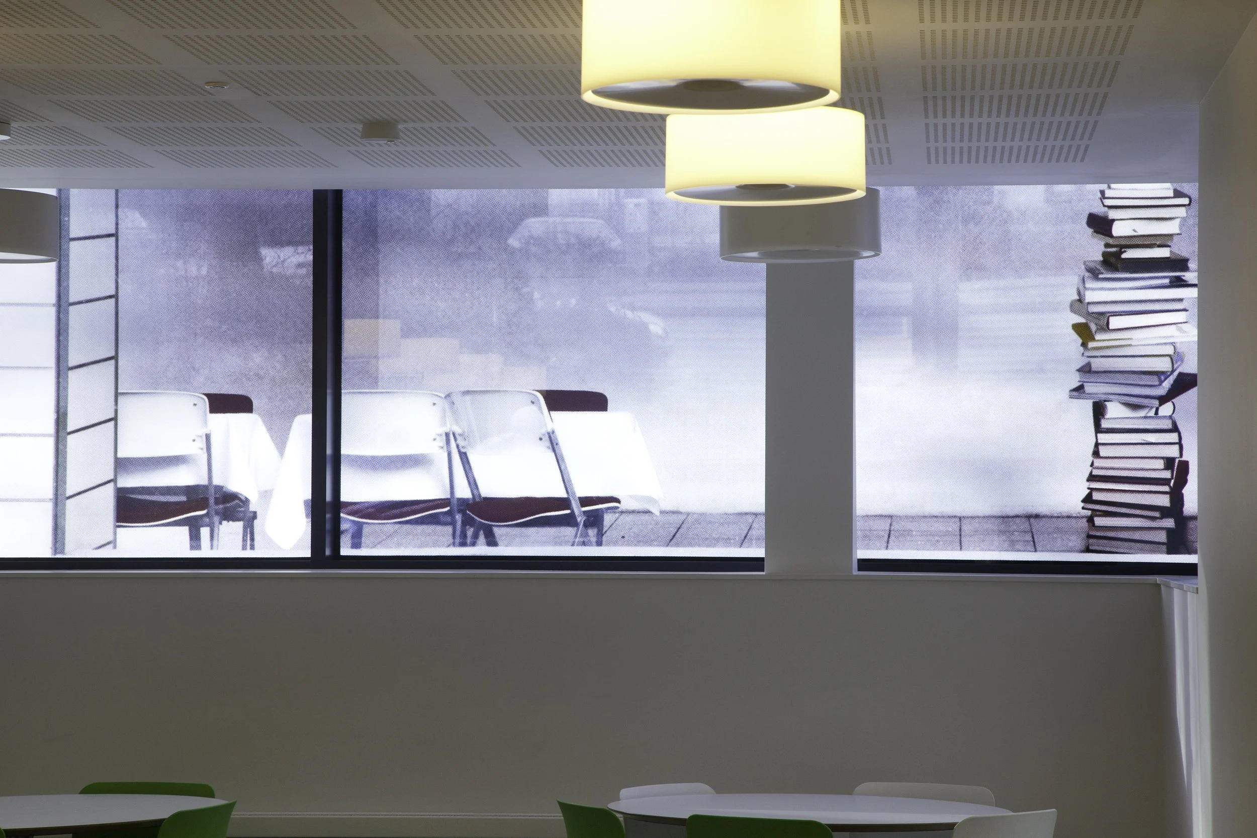 Glass frontage for Colston's Girl's School, Bristol. Designed by Sabine Hornig
