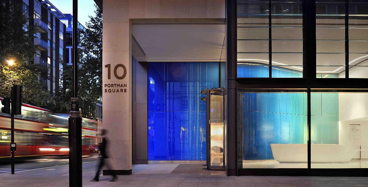 10 Portman Square colour gradient curved glass wall