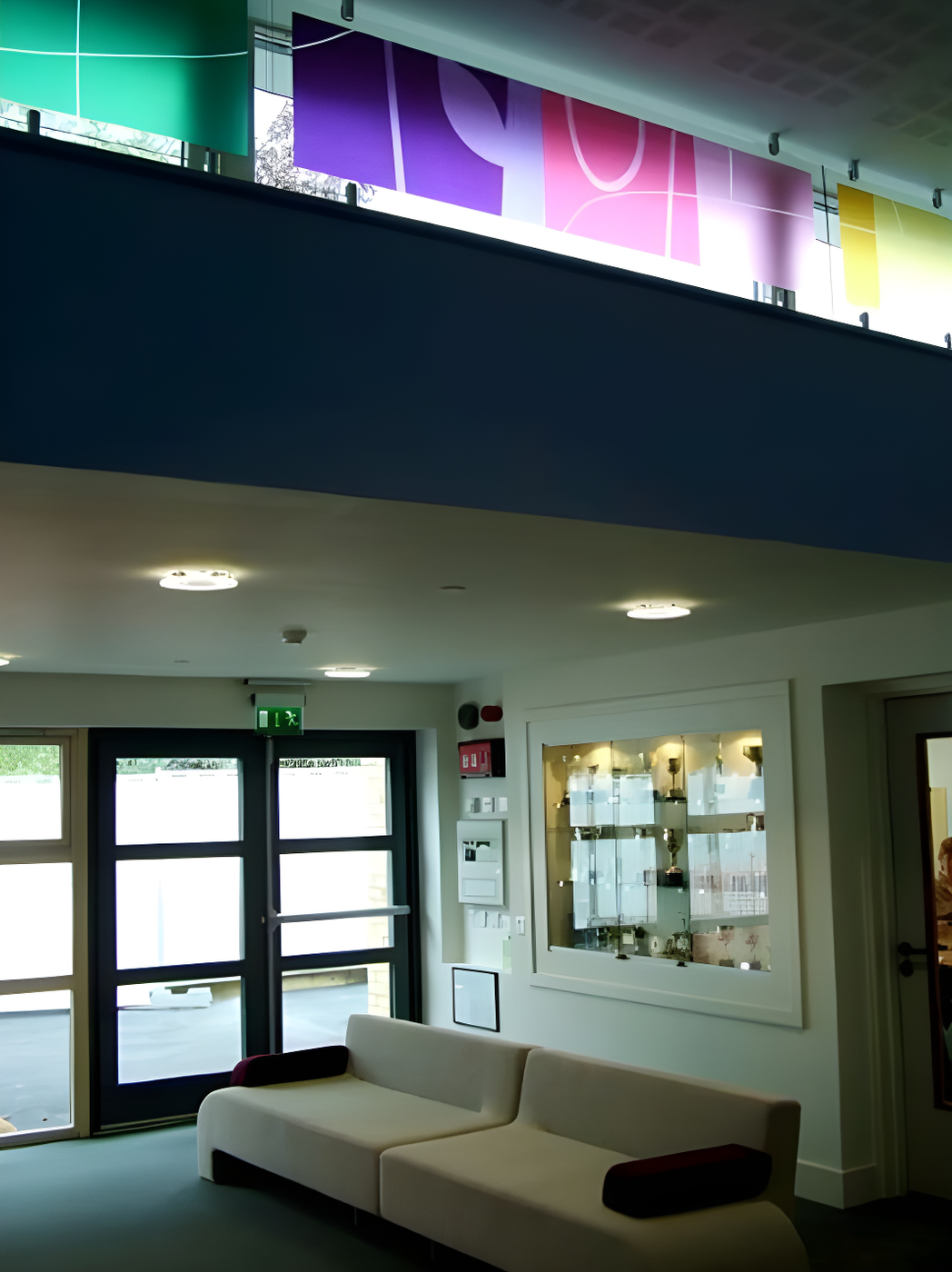 Christian Ryan's screen printed glass balustrades at Hollywater School