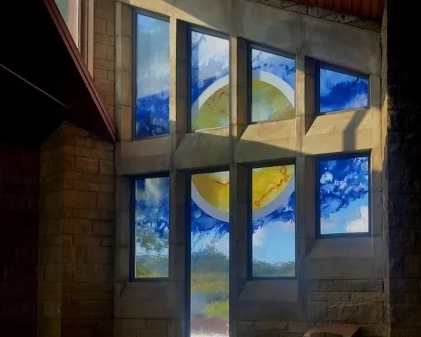 Chapel windows screenprinted enamels on Artista glass.