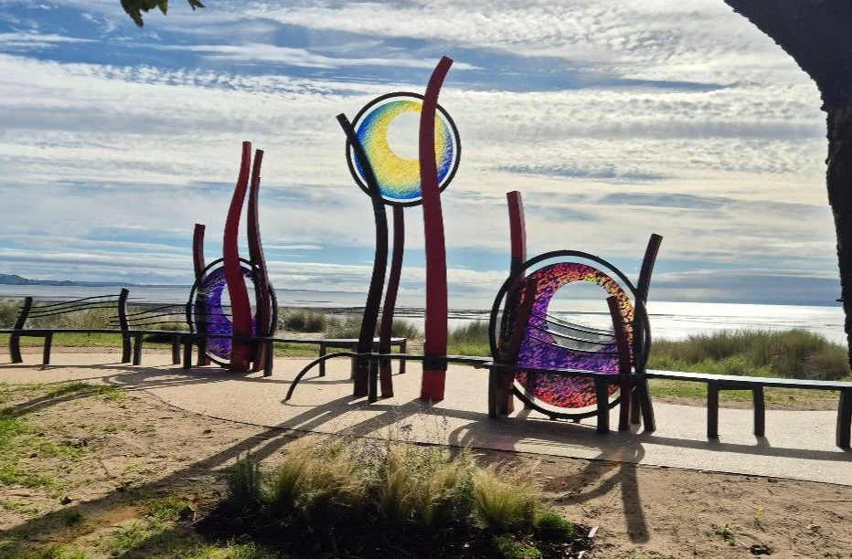 Swansea Covid Memorial glass design by Catrin Jones incorporating screen printed mirror and CNC cut glass