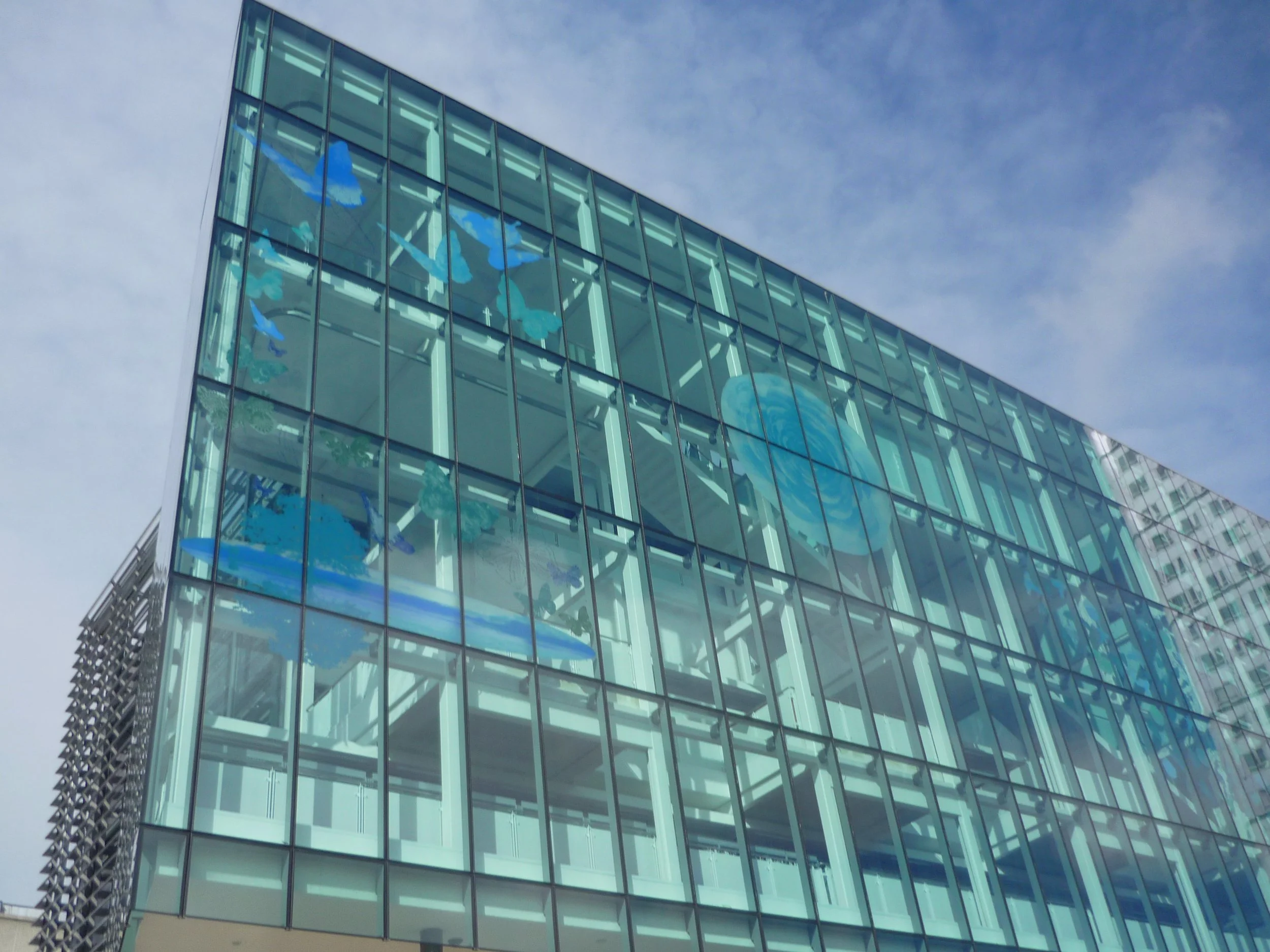 Kathryn Hodgkinson's Newcastle Library design on over 1500sqm of solar controlled glass screen printed in ceramic frit.