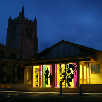 Screen printed enamelled windows at a church hall
