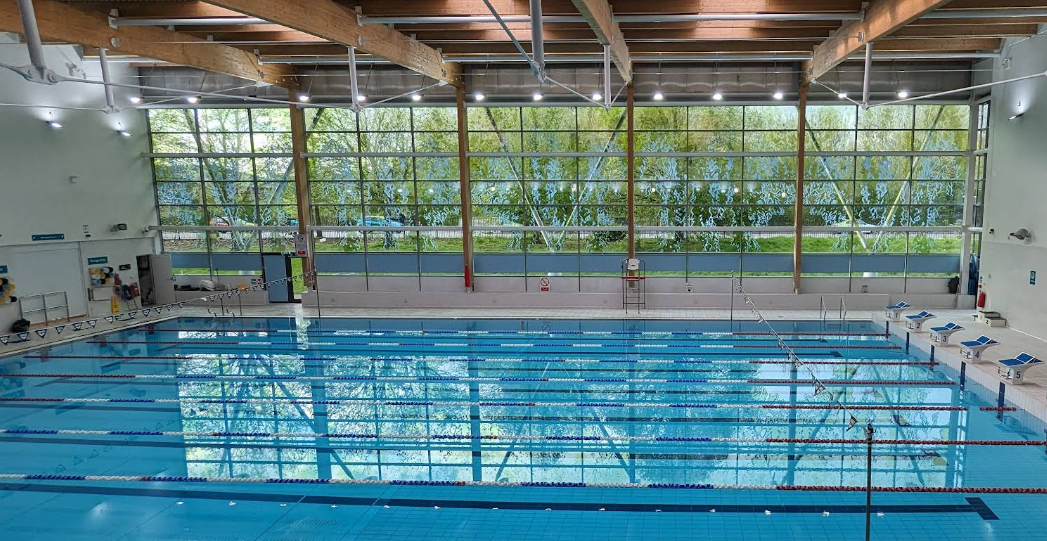 Screenprinted enamel design at Braunstone Leisure centre for decoration.