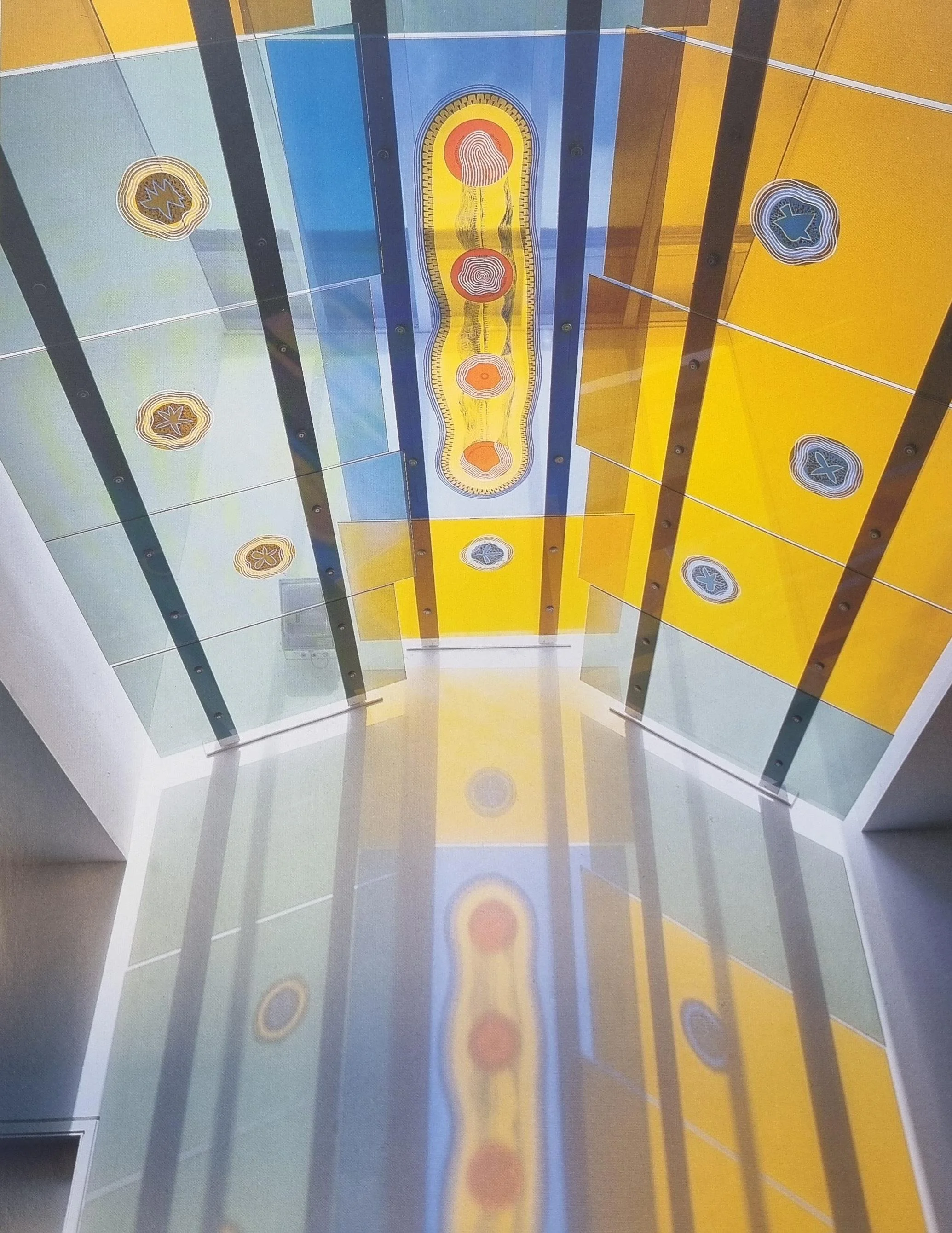 Popley Fields Community centre silkscreening, etching and handpainted by Sasha Ward