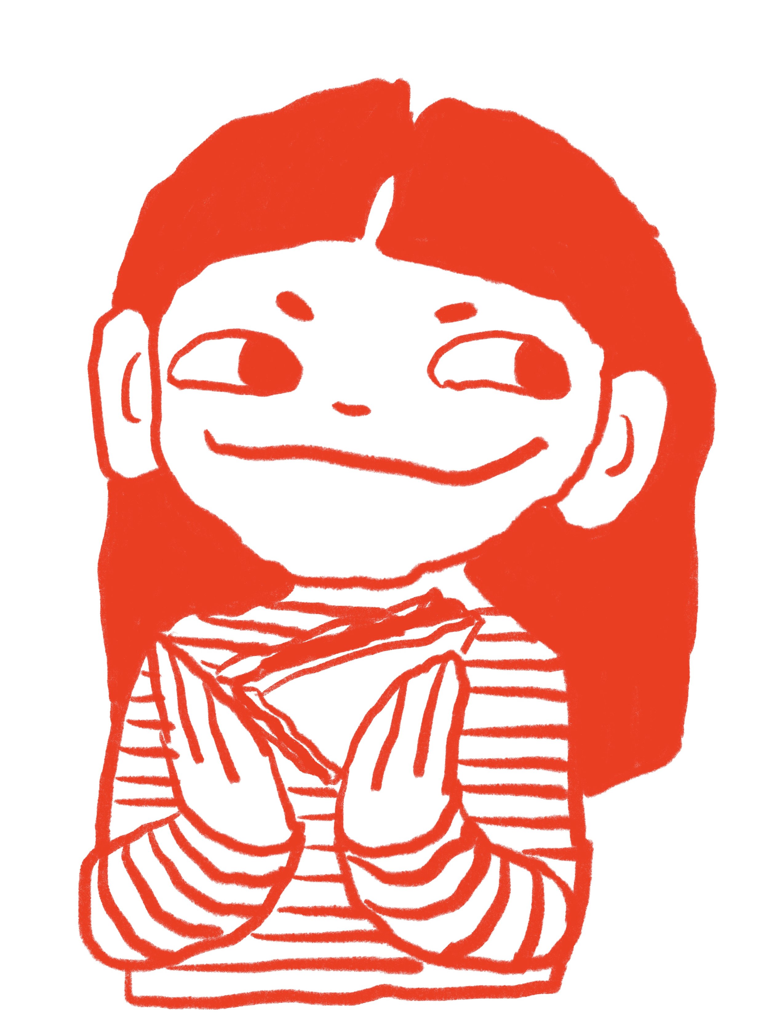 First illustration of Gudrun, made during a long car drive, somewhere along the express road near Kumamoto. Gudrun eats the notable 7/11 fluffy egg sandwich. The last one in stock, of course.