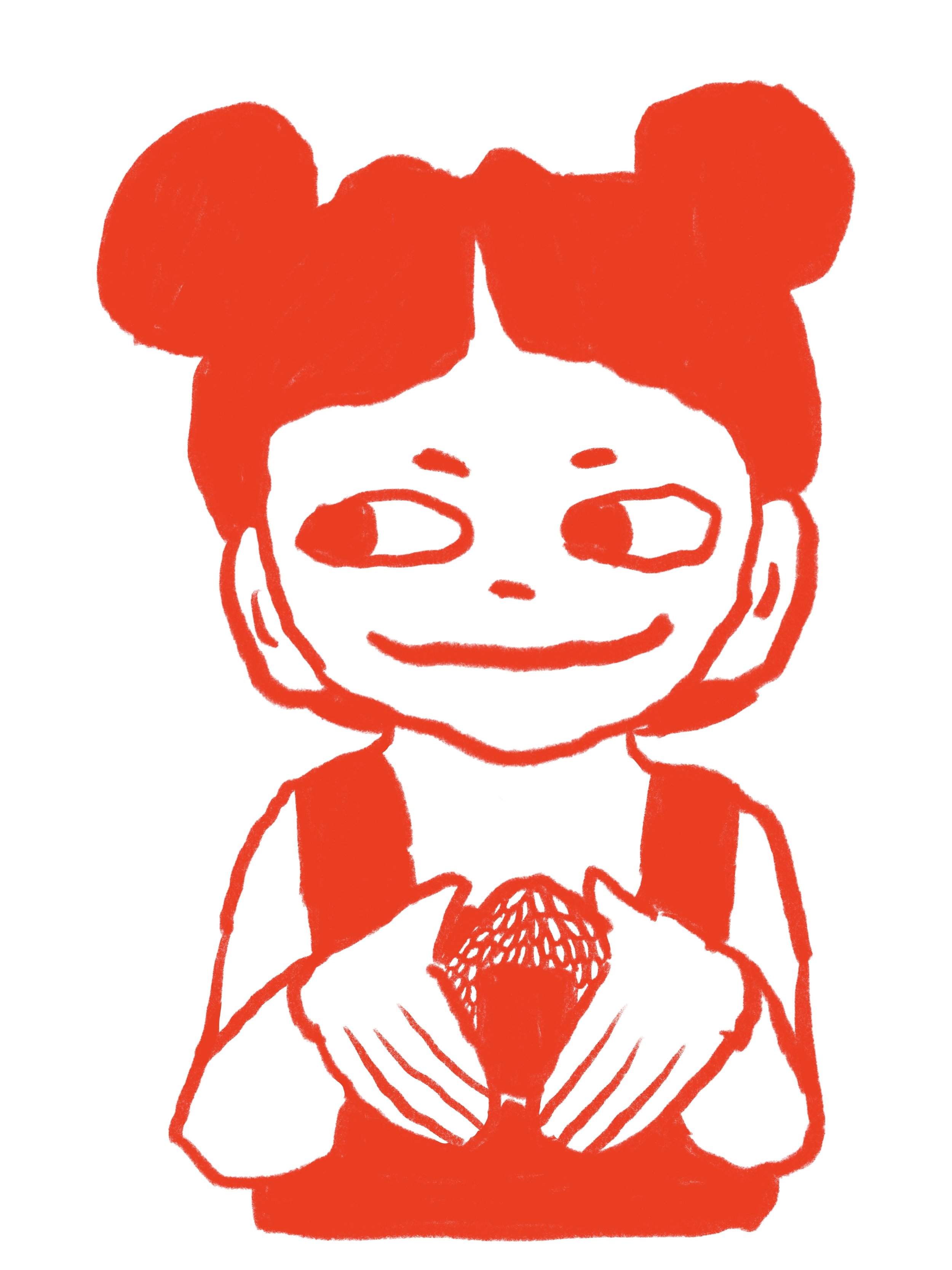 Third illustration of Gudrun, made during a long car drive, somewhere along the express road near Kumamoto. Gudrun eats onigiri for lunch and made sure you never forget the taste of Umeboshi.
