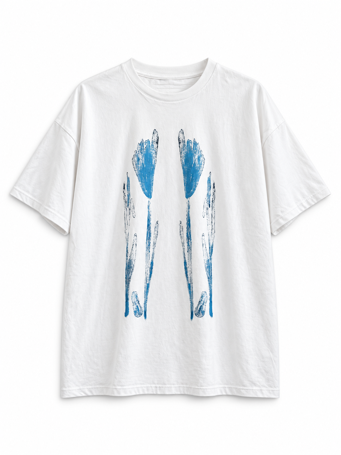 White oversized botanical print T-shirt.png
