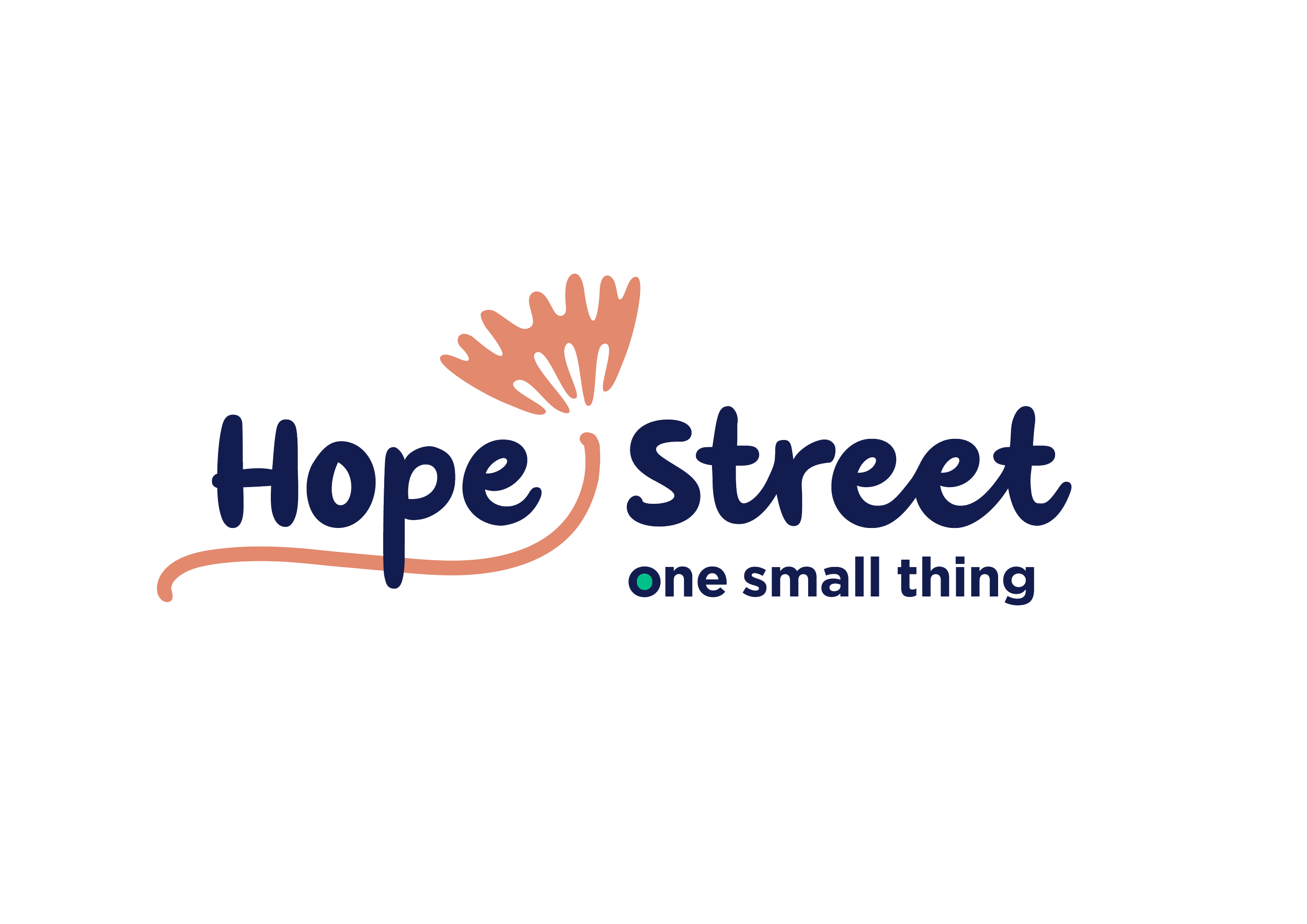 Hope Street logo with a stylized pink hand and the tagline 'one small thing'.