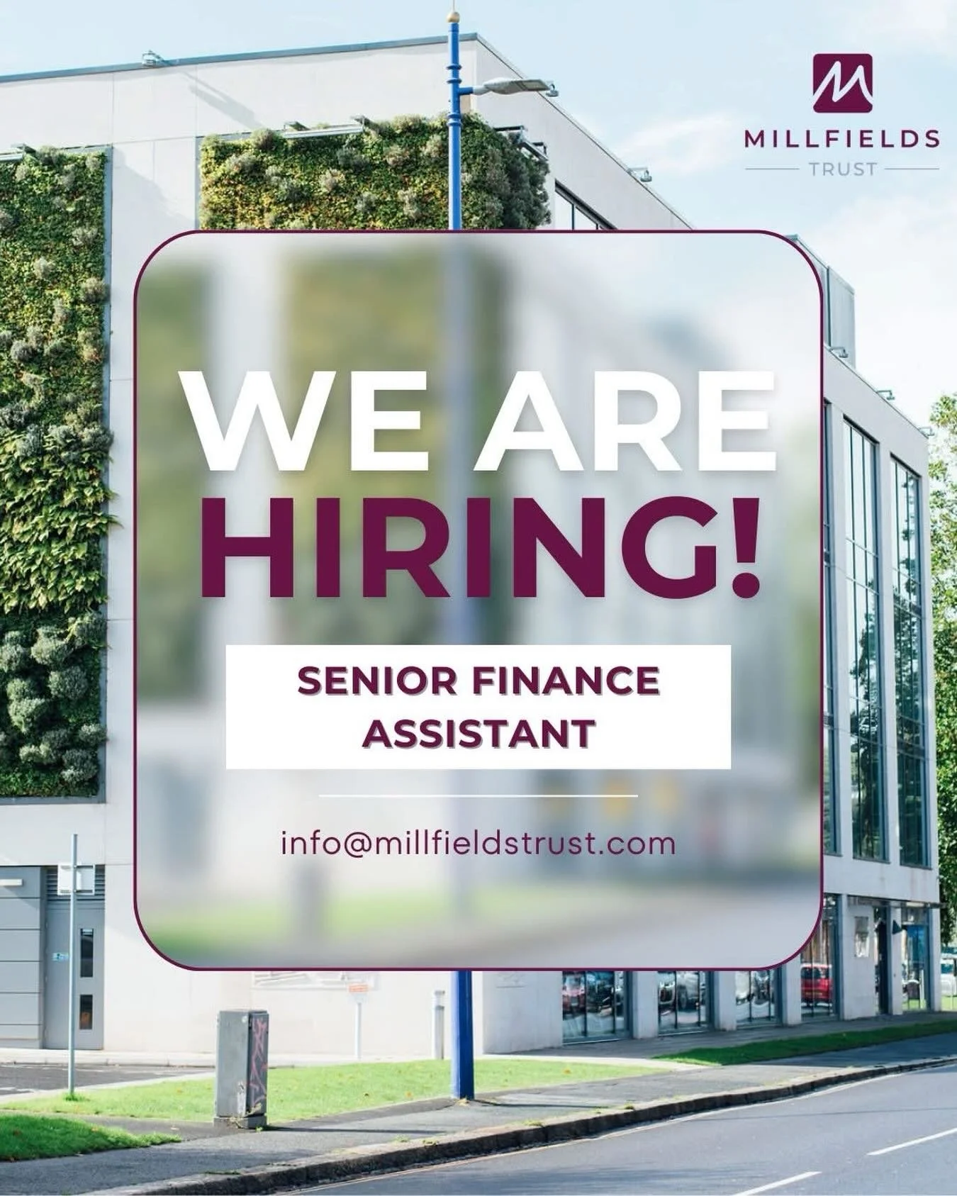 🌟 We&rsquo;re Hiring! Senior Finance Assistant 🌟 

Millfields Trust is looking for an experienced Senior Finance Assistant to keep our financial operations running smoothly and support our mission to create positive impact in Stonehouse.

You&rsquo