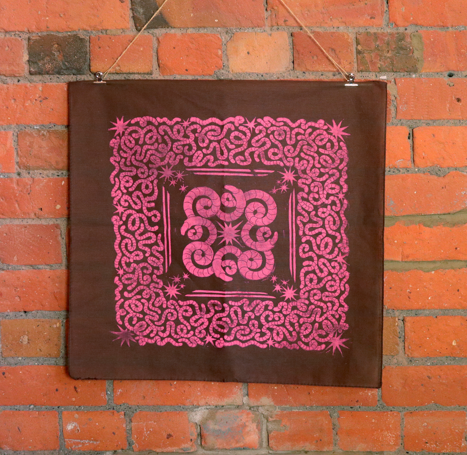 Worm || Lino Print Bandana