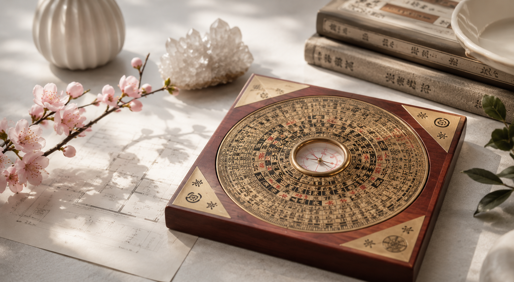 Traditional Feng Shui compass for home energy reading