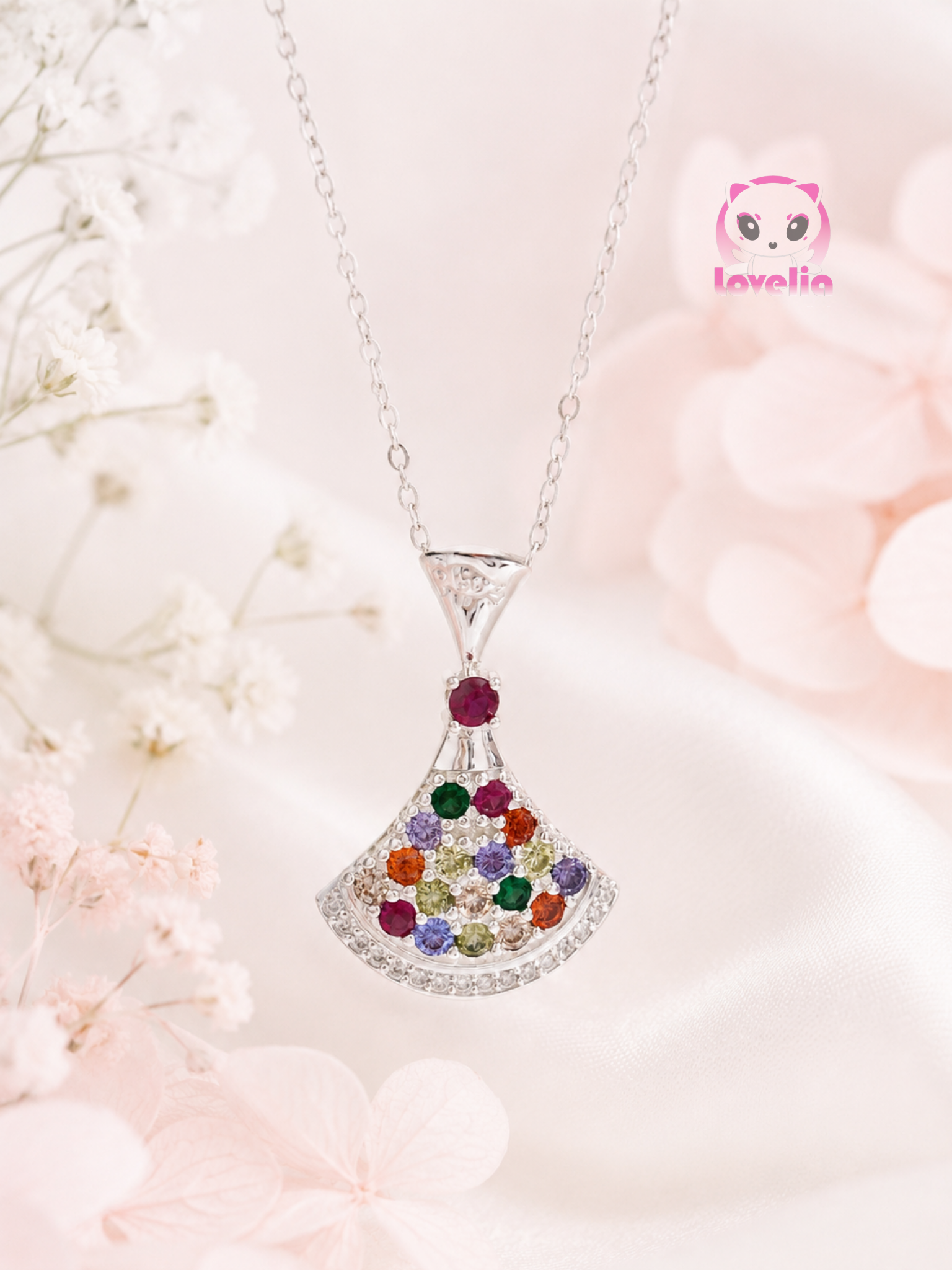 AJ PraKong Rainbow Fan Necklace