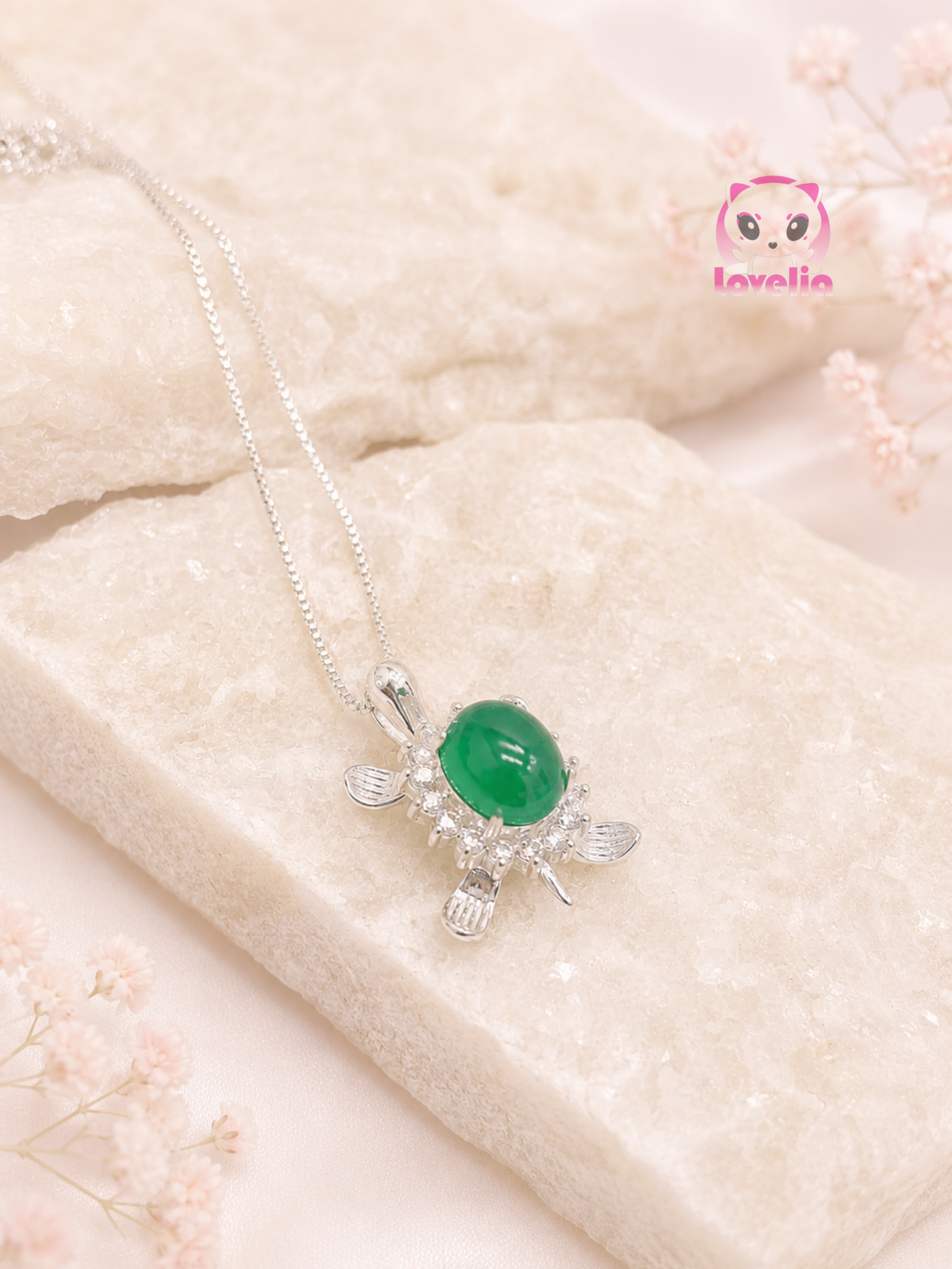 AJ PraKong Green Fortune Turtle Necklace