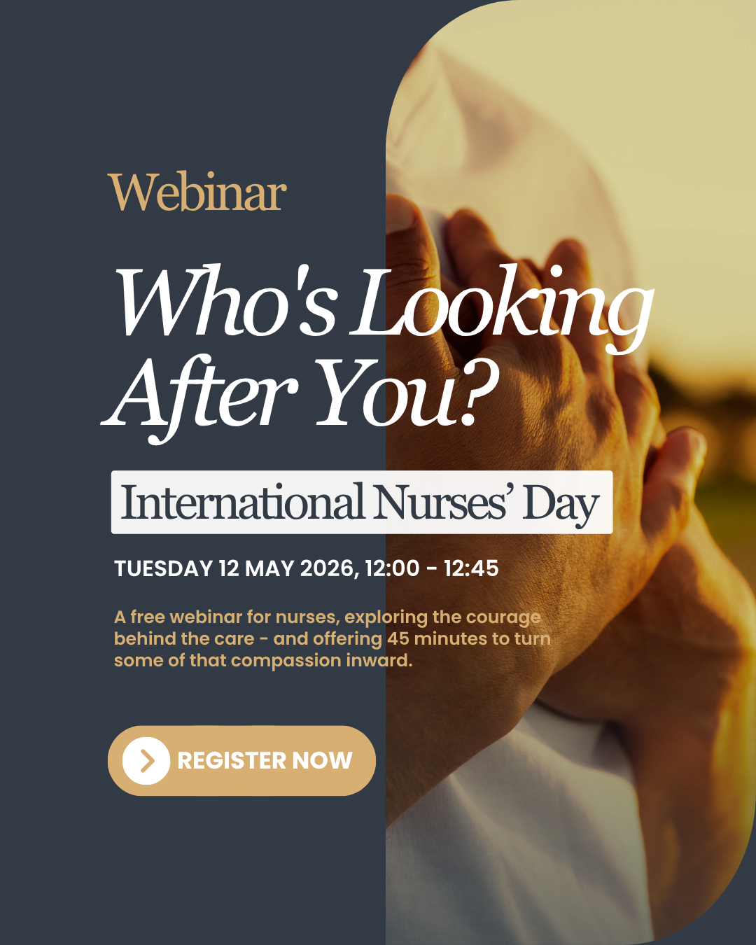 Webinar flyer for free International Nurses' Day webinar