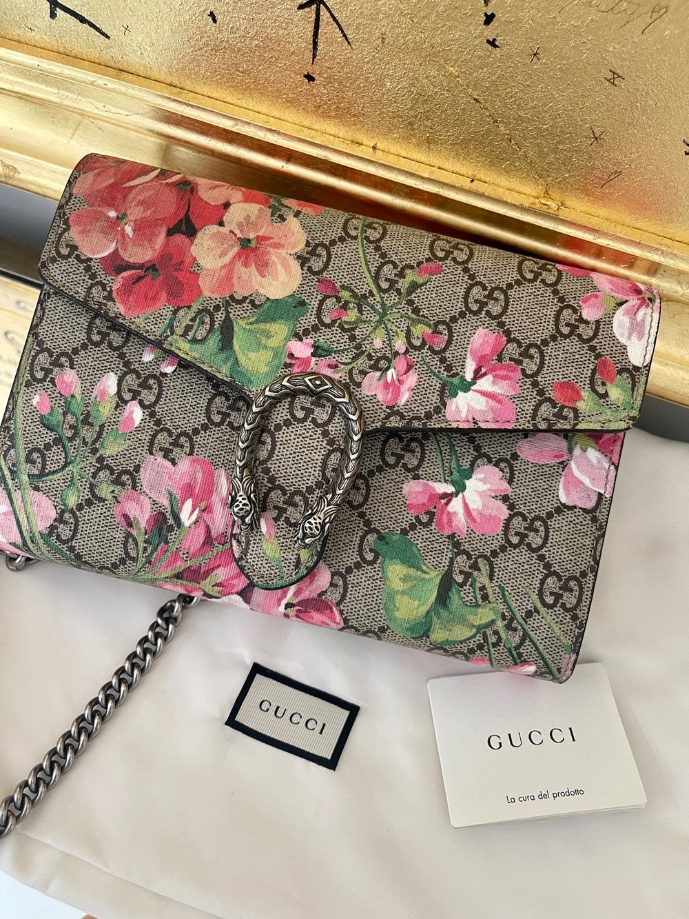 Gucci Dionysus Chain Blooms Mini Supreme Multicolor Beige Canvas Shoul -  MyDesignerly