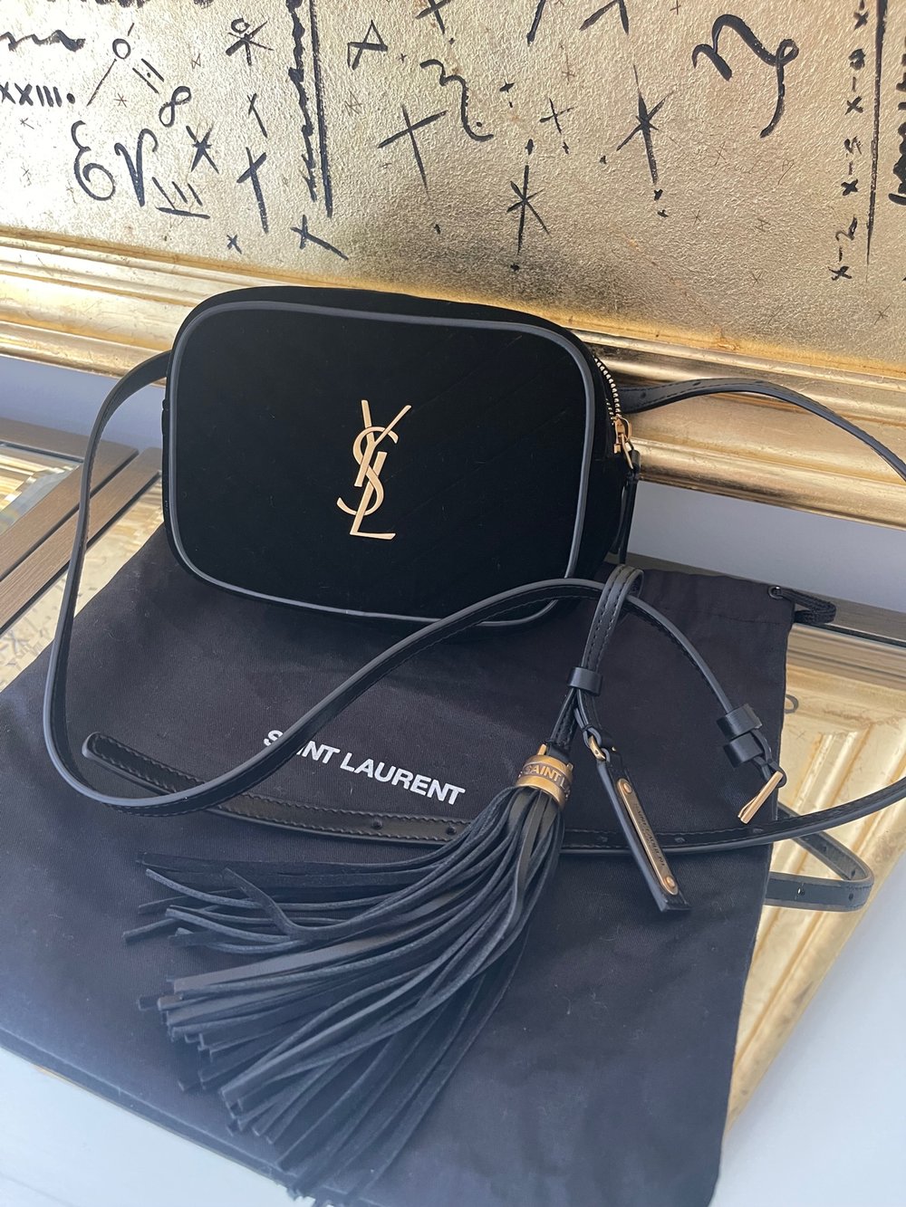 Saint Laurent Velour Matelasse Monogram Lou Velvet Belt Bag — Classics and  Kellys