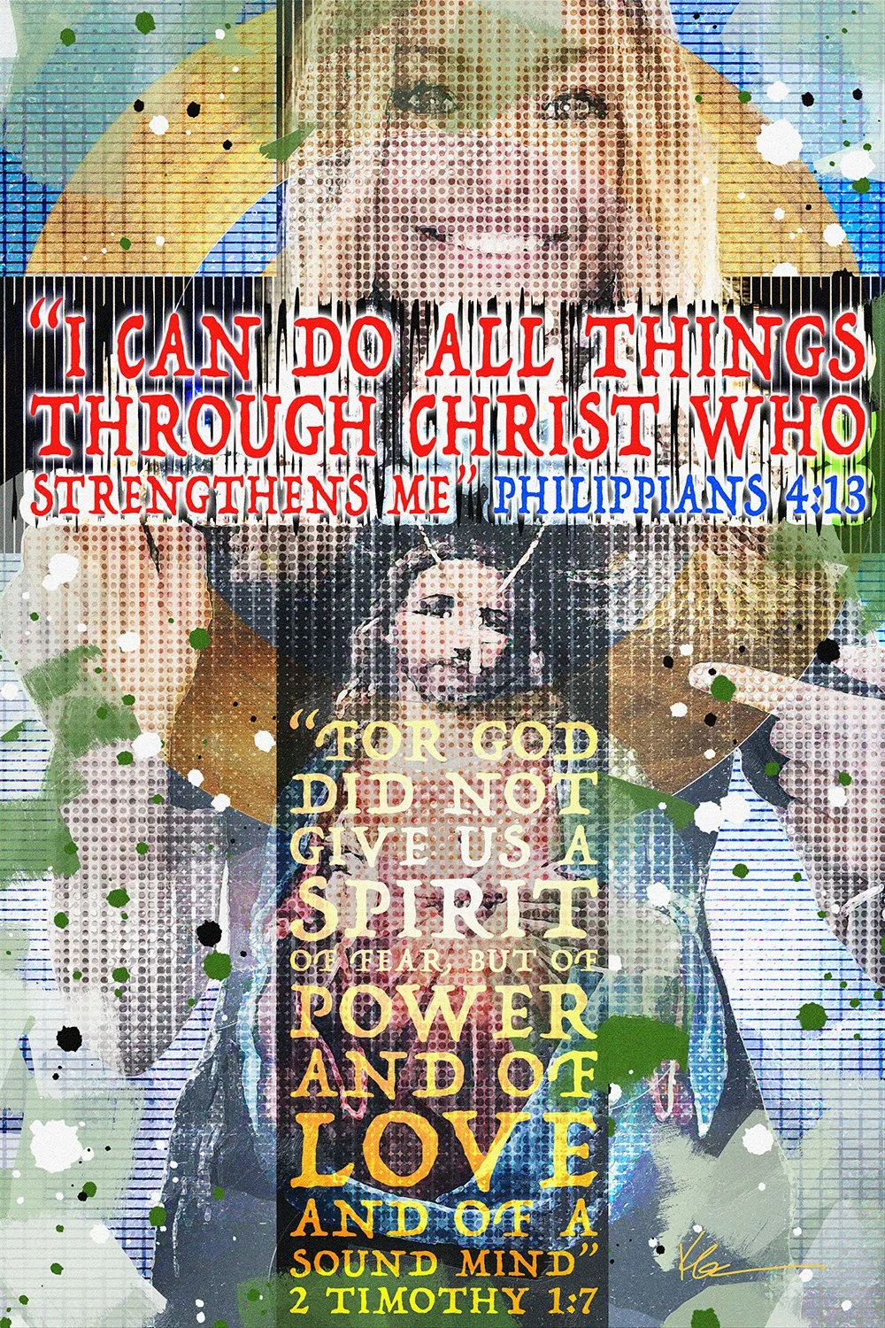  Power and Love  2025  Digital mixed media; submitted photography    “Many people who may have struggled in life for purpose, love of self, or sanity, have found grace, after any time, in the spiritual teachings and practices of religion(s)."
  Often