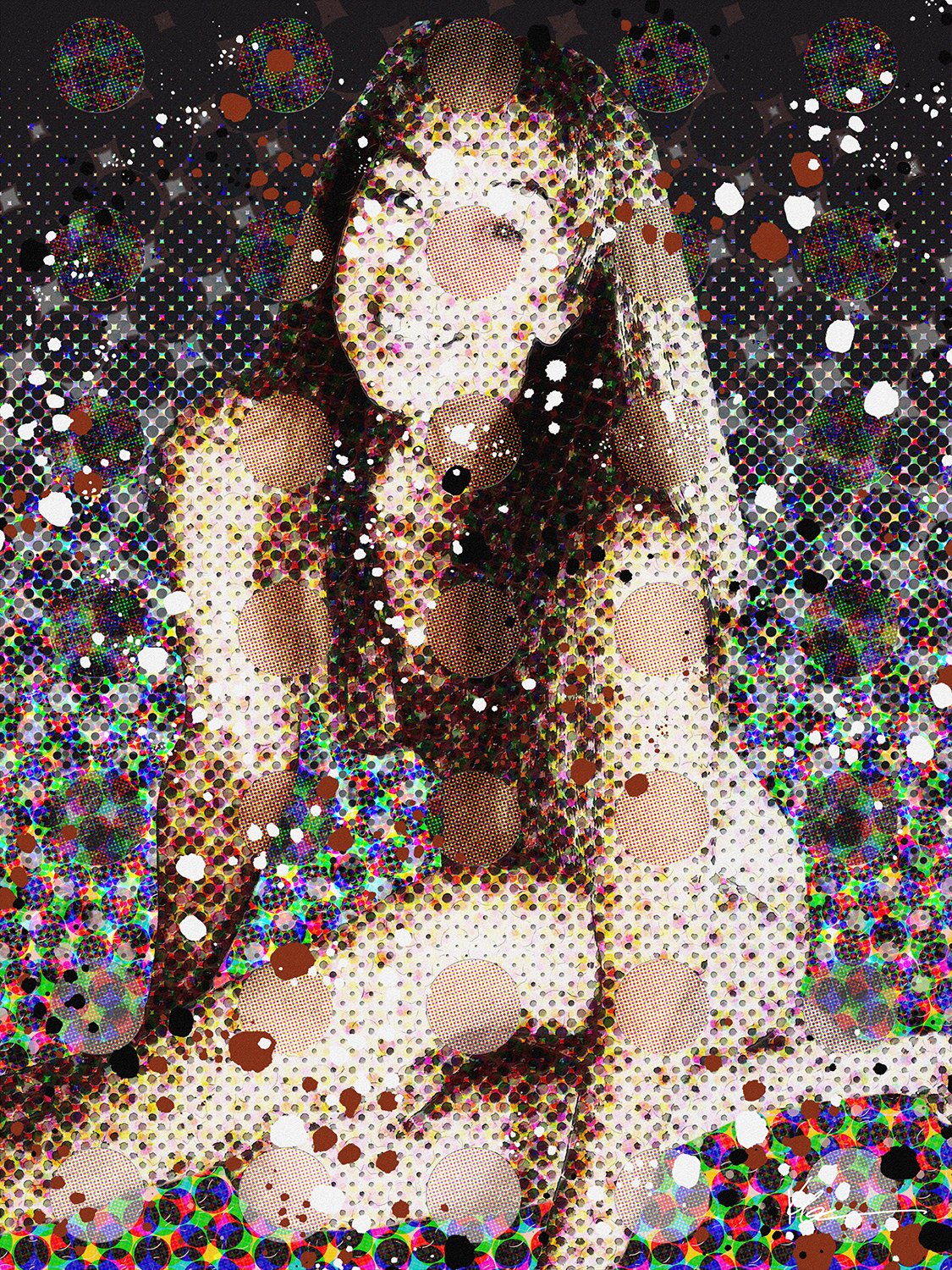  Melanoma  2025  Digital mixed media; submitted photography    "I stuck my toe into my backyard pool. It was 66°. That's really too cold for me to do laps, so I have no more excuses not to go to the community heated pool a couple of blocks away.  
Bu