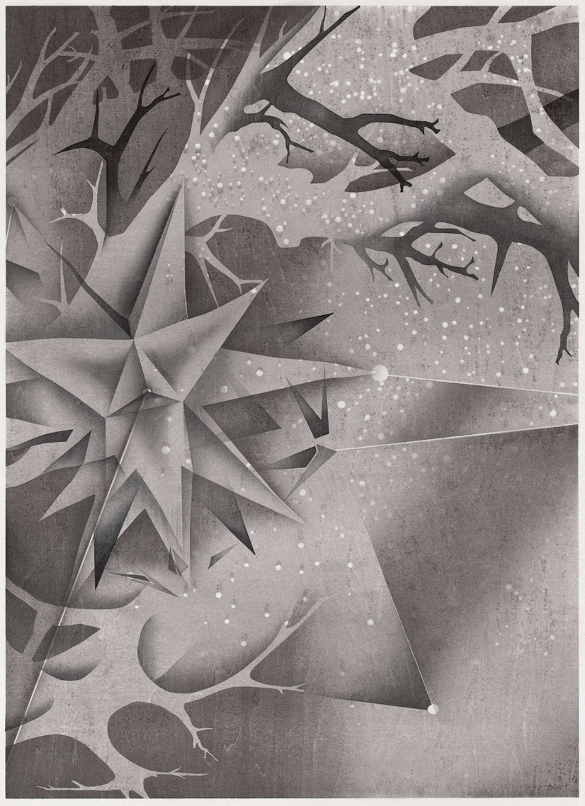 Wings of Icarus (No 2) , 伊卡洛斯之羽之二,2023,
woodblock print with water-soluble colour, edition of 30,
82x60 cm, £1000