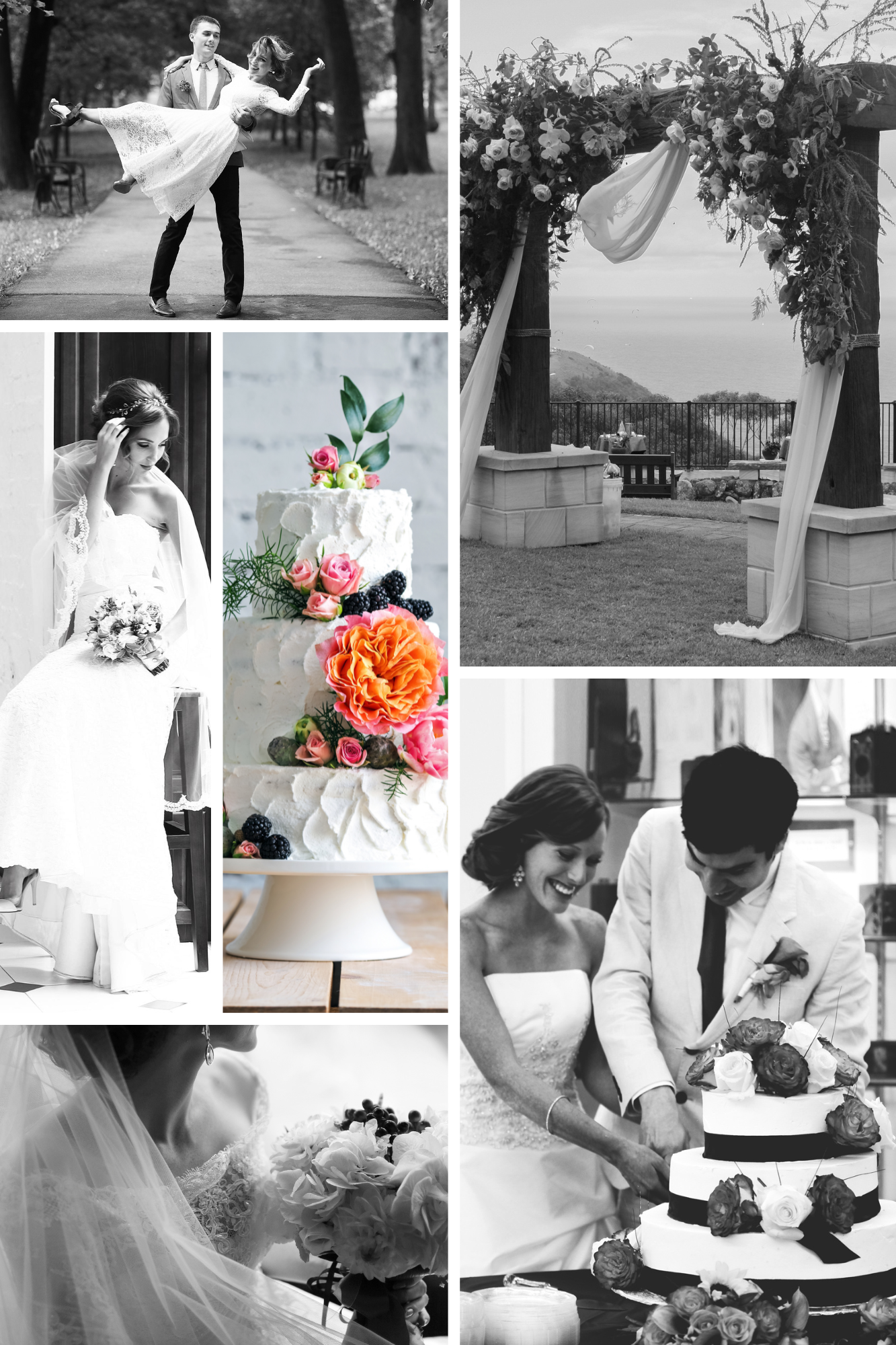 White Grey Simple Happy Wedding Photo Collage .png