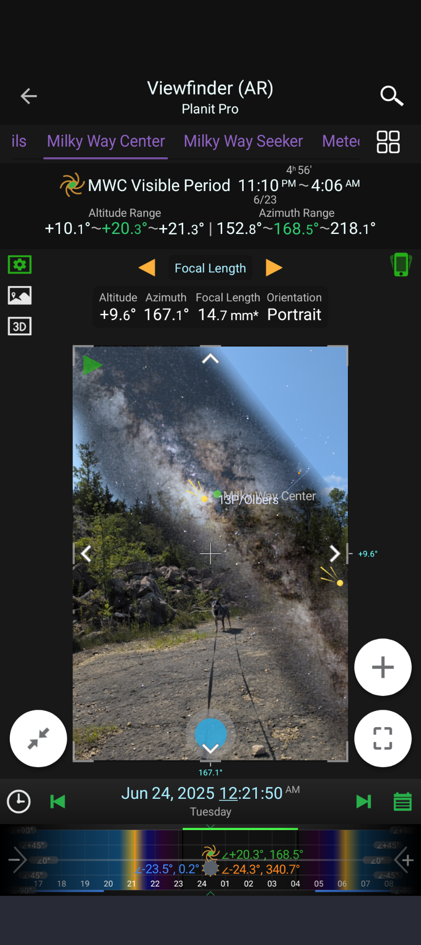 Planning when to photograph the Milky Way.