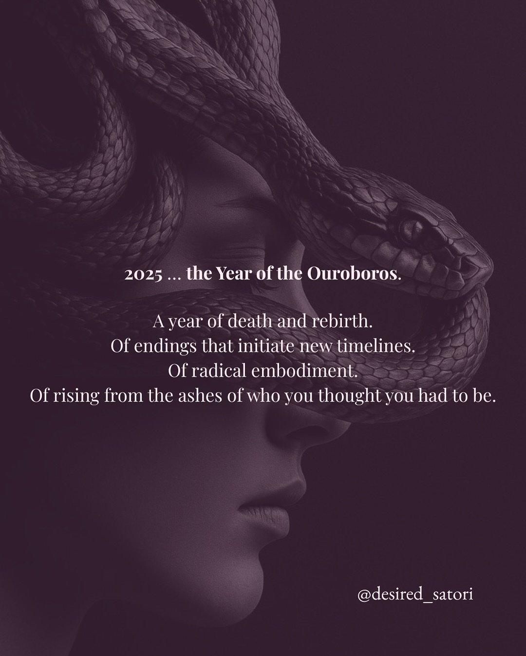 This was never the year to play it safe.
2025 is a Year 9.
The year of the Ouroboros.
Death. Rebirth. Embodiment.
Not in theory, in truth.
False light cracked.
Old paradigms collapsed.
The performance is over.
This is the year that asked you to co