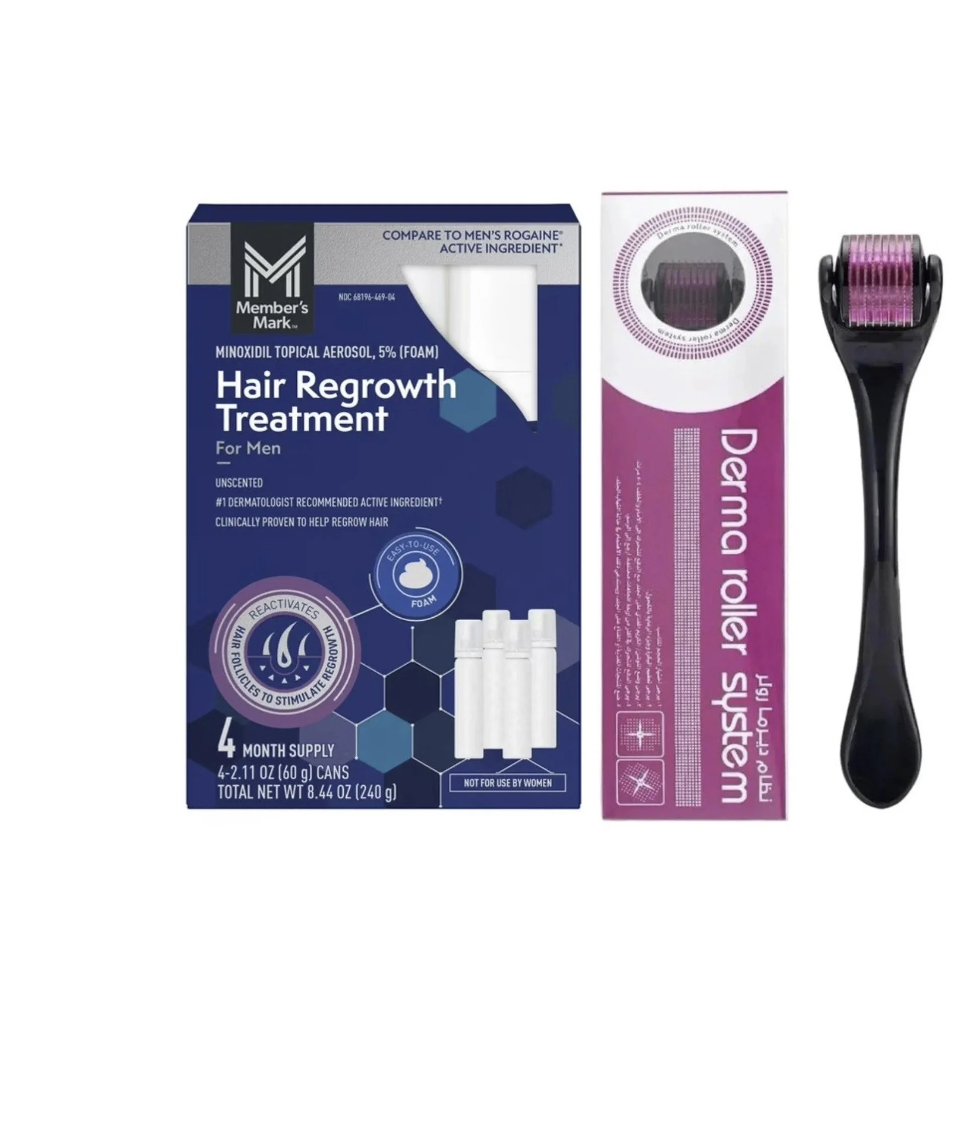 MEMBERS MARK 5% MINOXIDIL FOAM - 4 MONTH SUPPLY WITH DERMA ROLLER