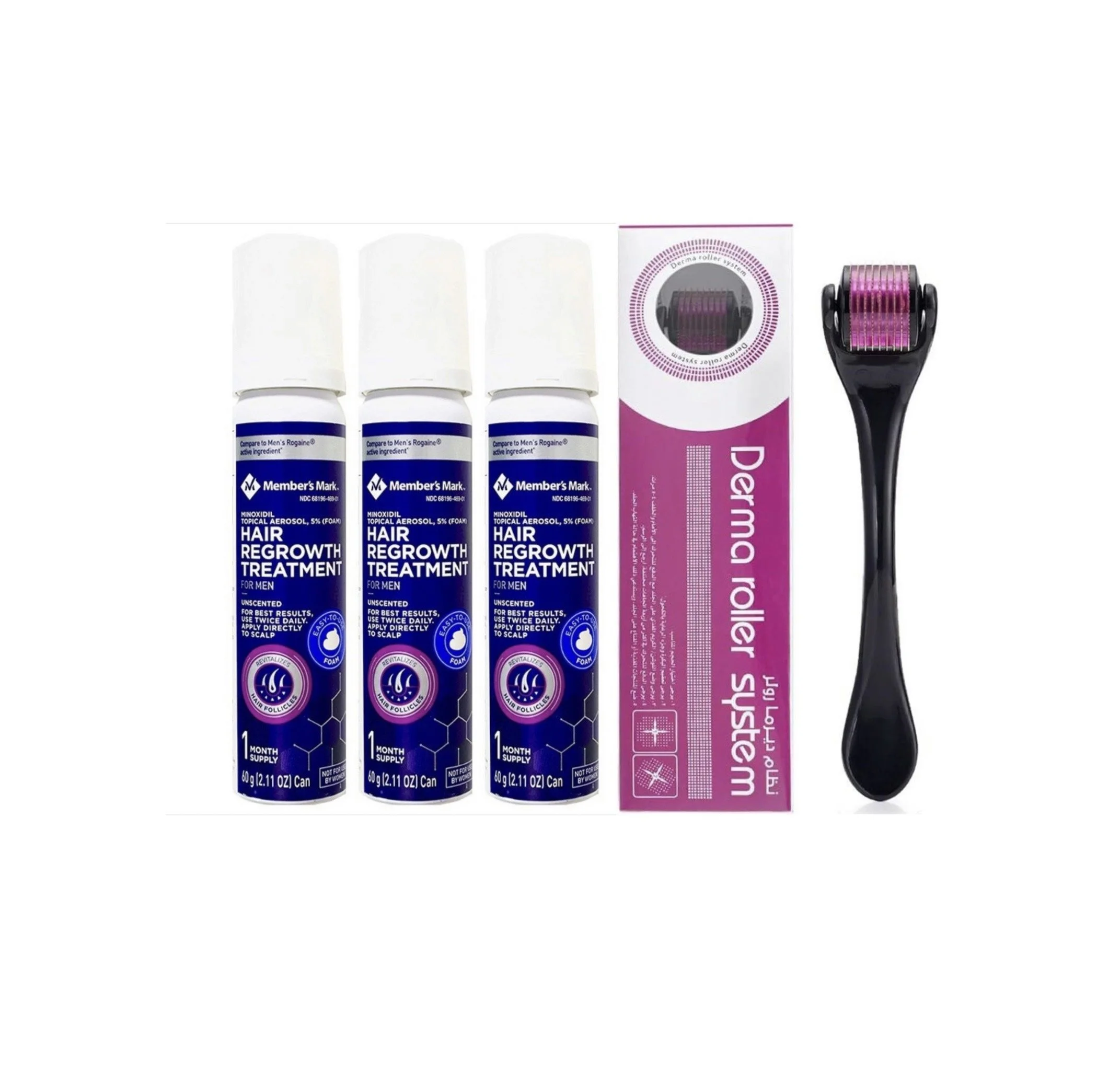 MEMBERS MARK 5% MINOXIDIL FOAM - 3 MONTH SUPPLY WITH DERMA ROLLER