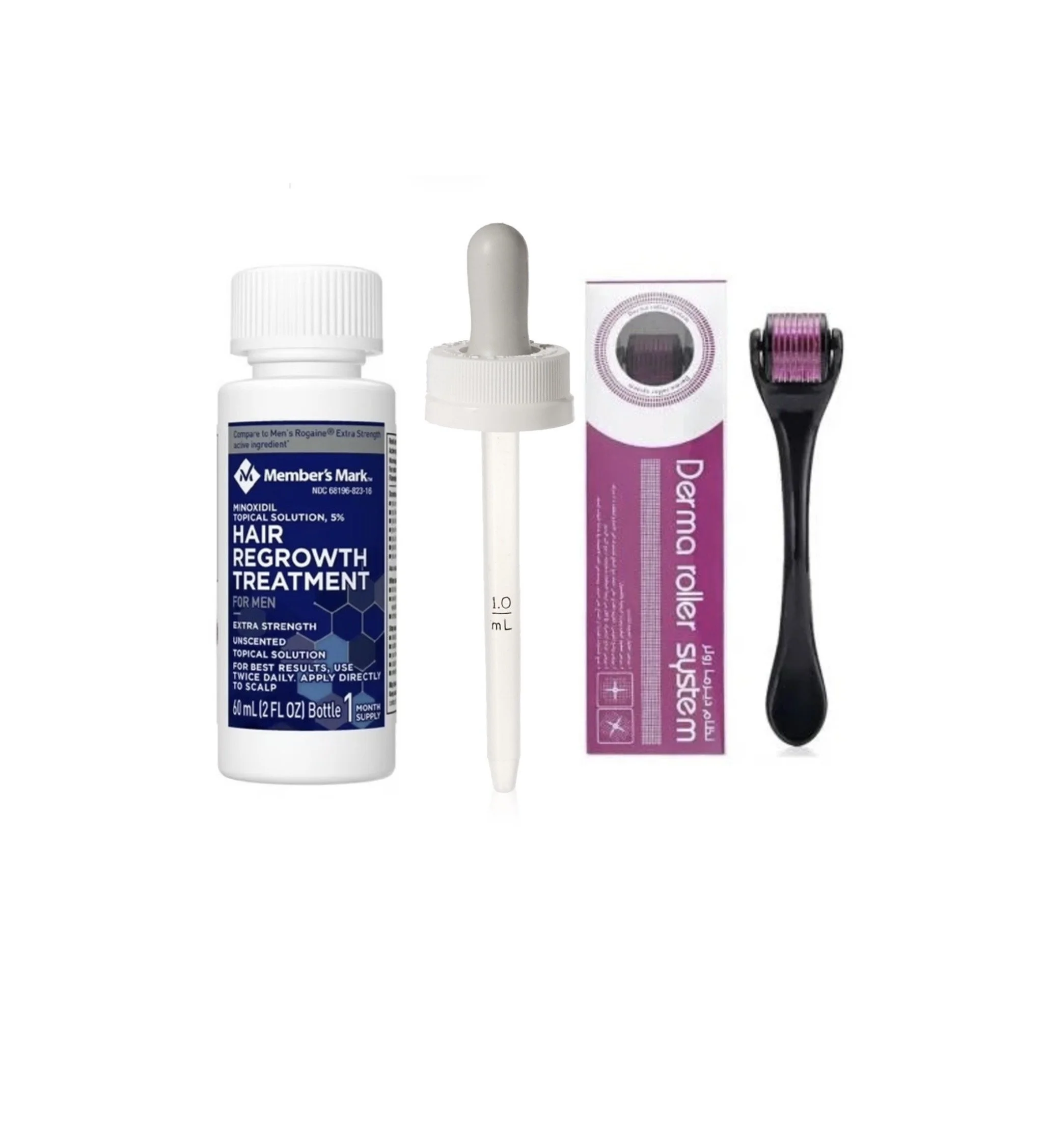 MEMBERS MARK 5% MINOXIDIL SOLUTION - 1 MONTH SUPPLY WITH DERMA ROLLER (Copy)