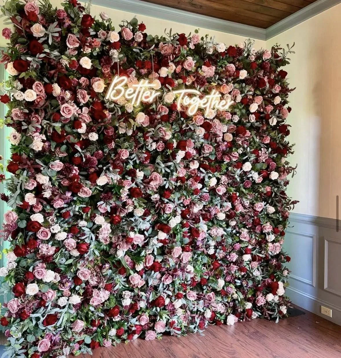 Red and Pink Flower Wall
