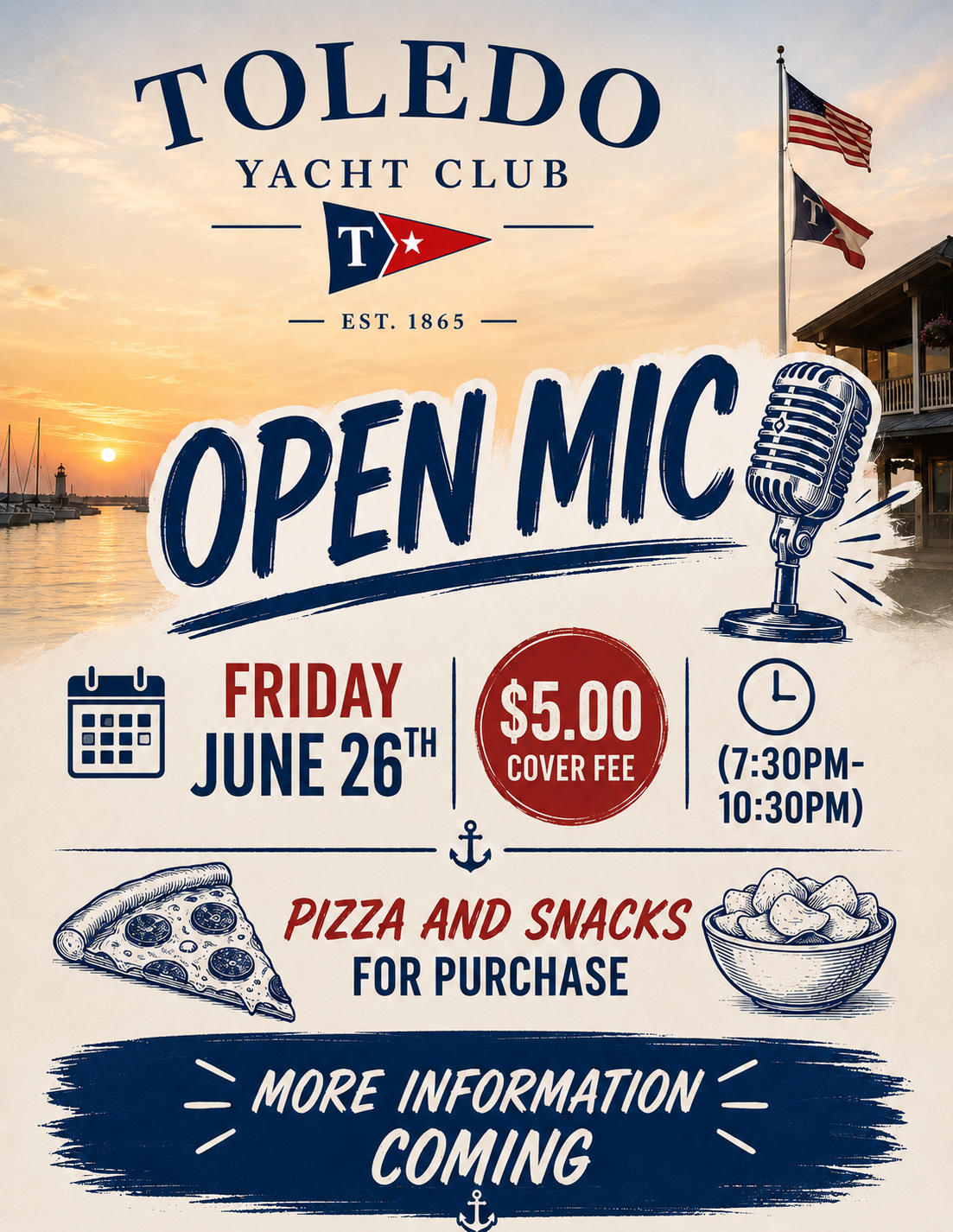 Toledo Yacht Club Open Mic Night!