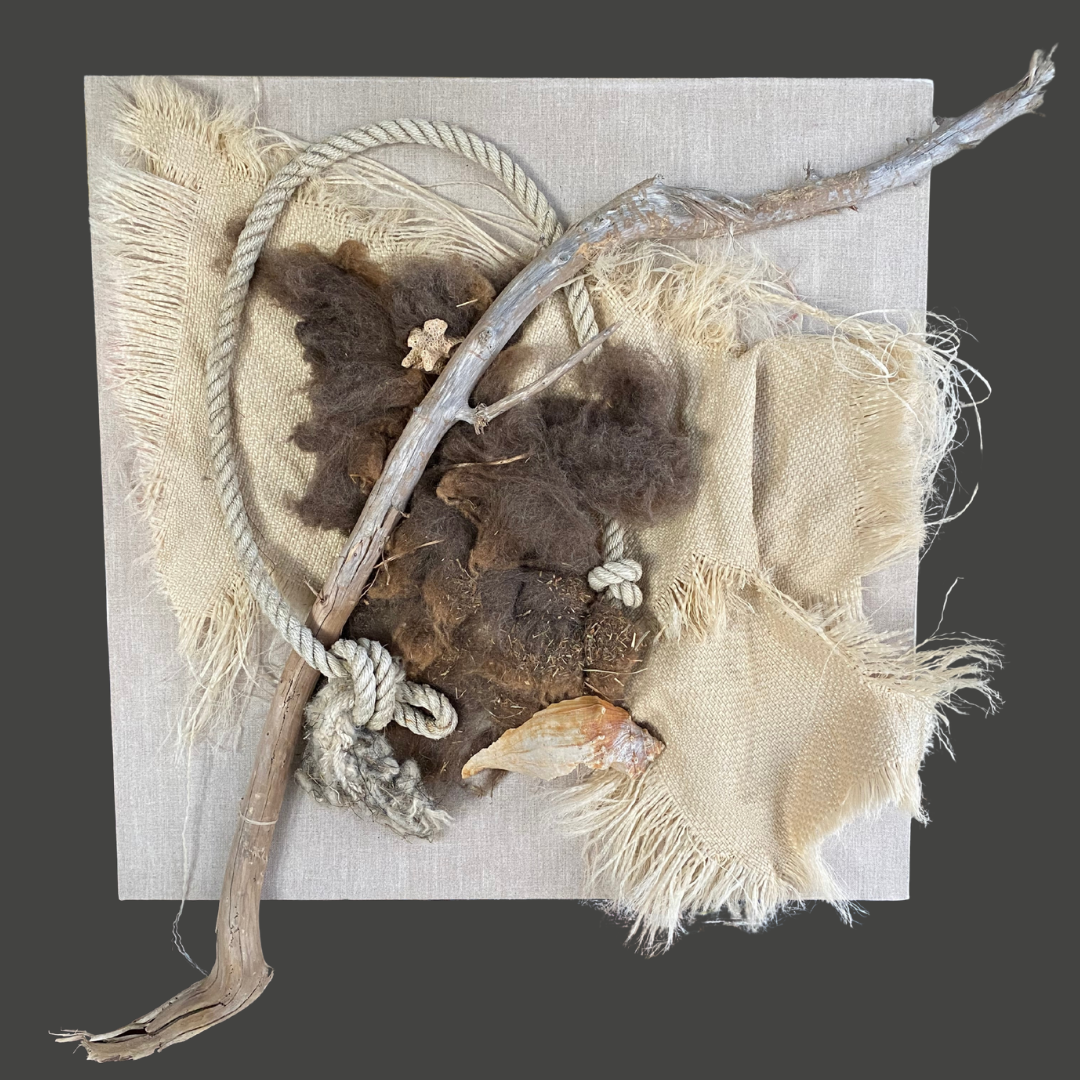 Salt and Wool: Threads of Mourning Mixed Media On Linen 24 x 24