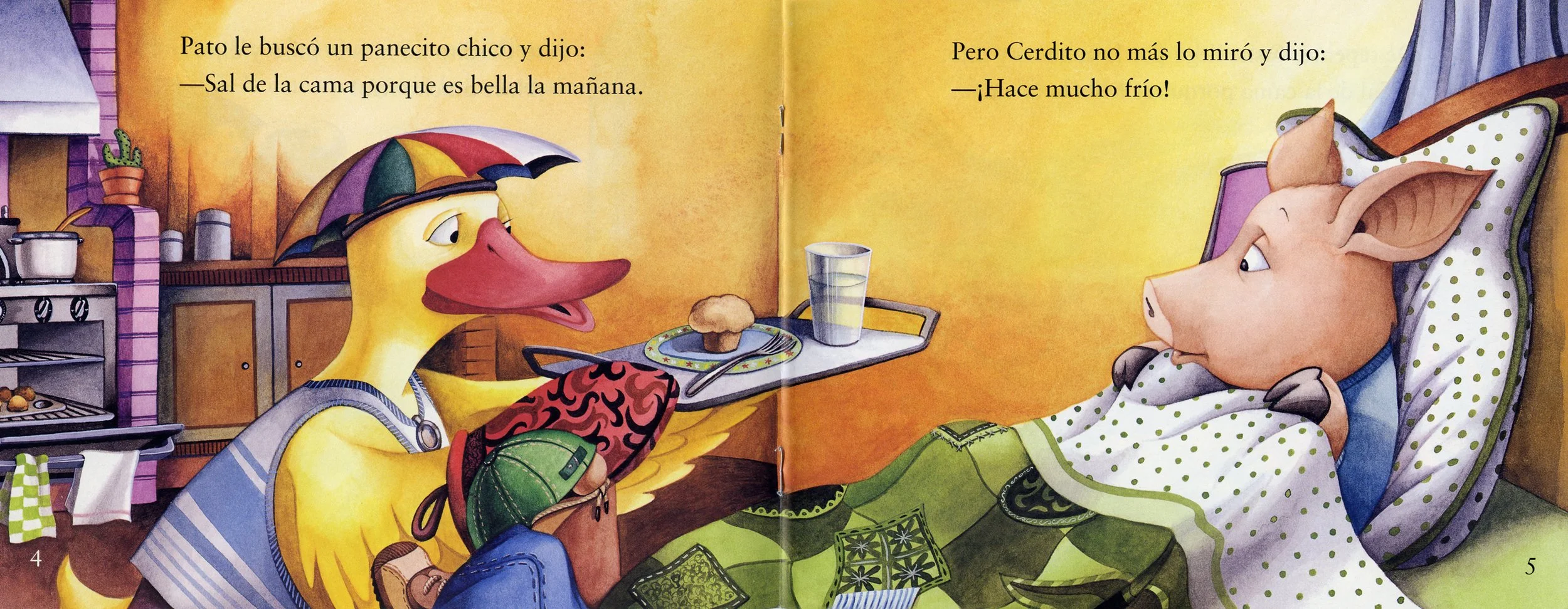 Book Title: Sal de la cama By Yanitzia Canetti, © Published 1997, © Houghton Mifflin Co (USA) Design and illustration by Marcela Cabrera- Technique: Watercolor