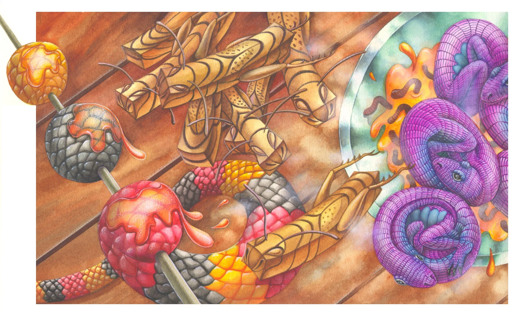 Imaginary Food (Art Exploration by Marcela Cabrera)- Technique: Watercolor