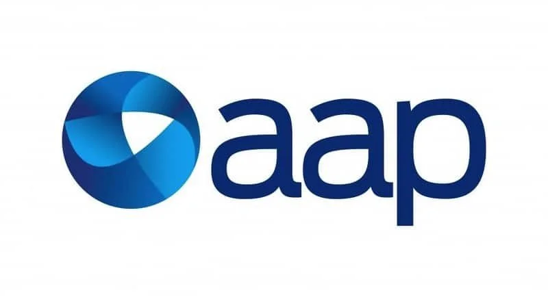 A logo with a blue circular icon and the lowercase letters 'aap' beside it, to signify the Australian Associated Press.