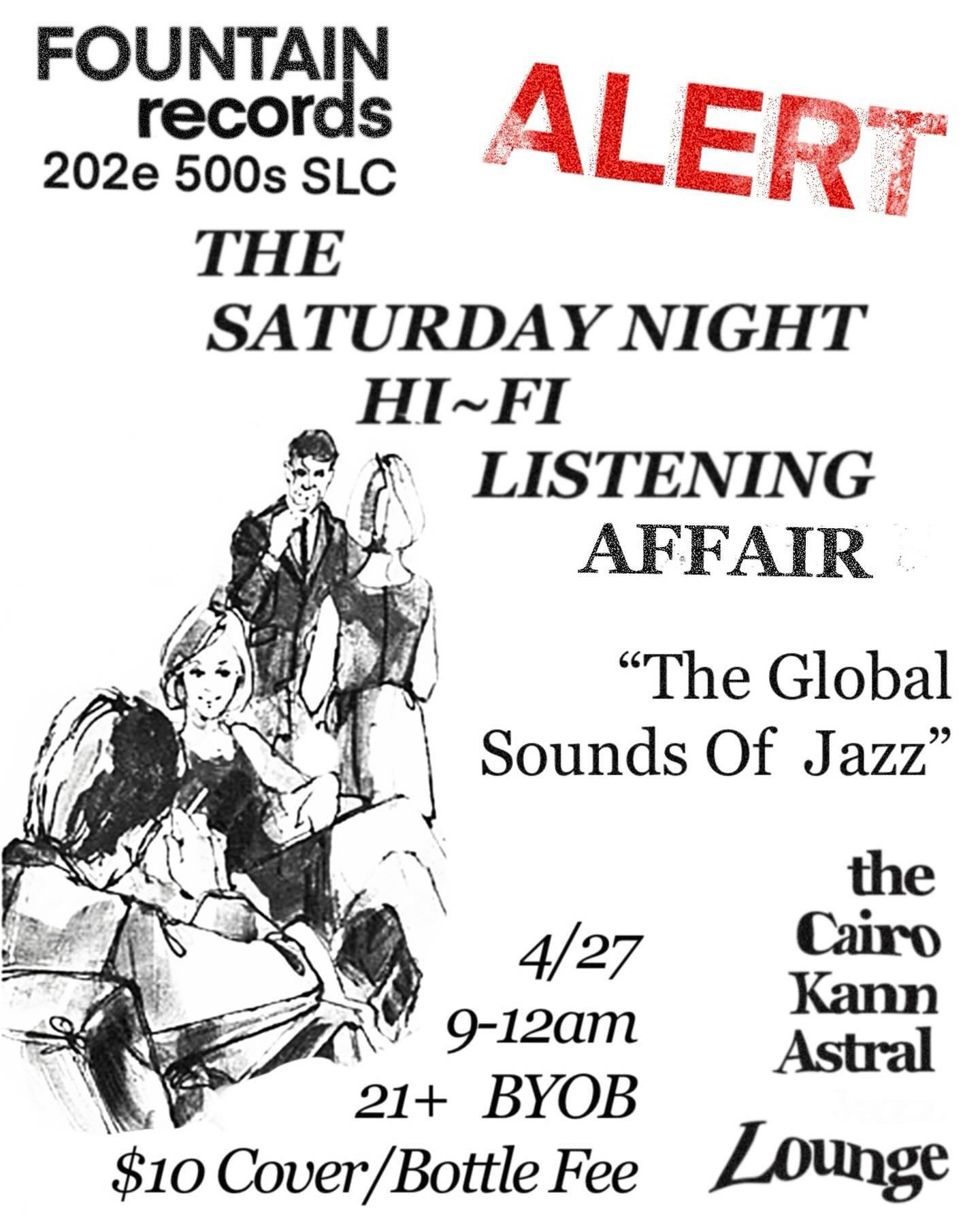 Starting a new Saturday night speak easy event &quot; The Hi-Fi Listening Affair&quot;.
After hours downstairs in The Cairo Kann Lounge with our hi-fi vinyl system. BYO drinks, 21+. $10 cover/ bottle fee allows you to bring your best JAPANESE WHISKEY